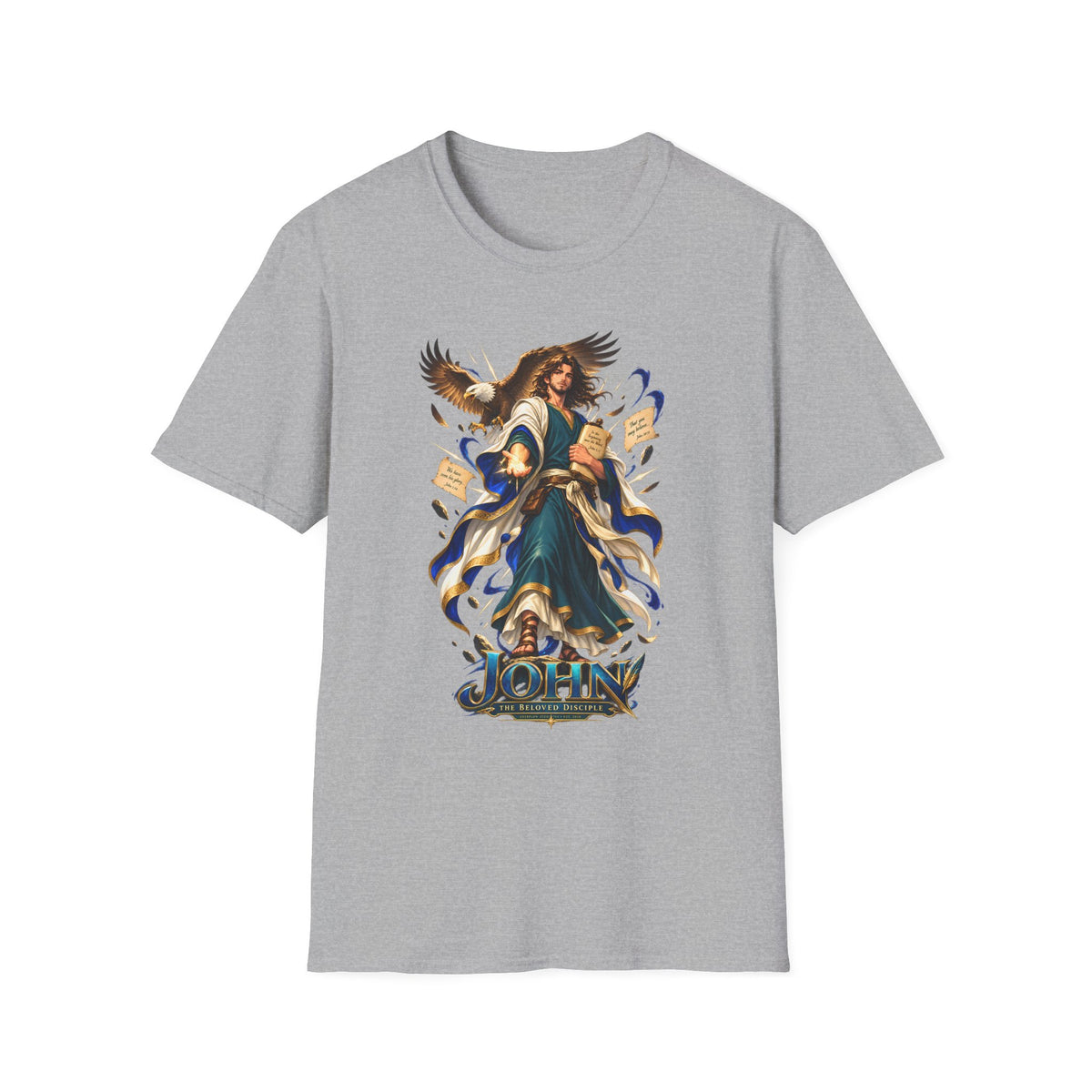 John T-Shirt — Inspirational Archangel Design with Eagle & Scrolls