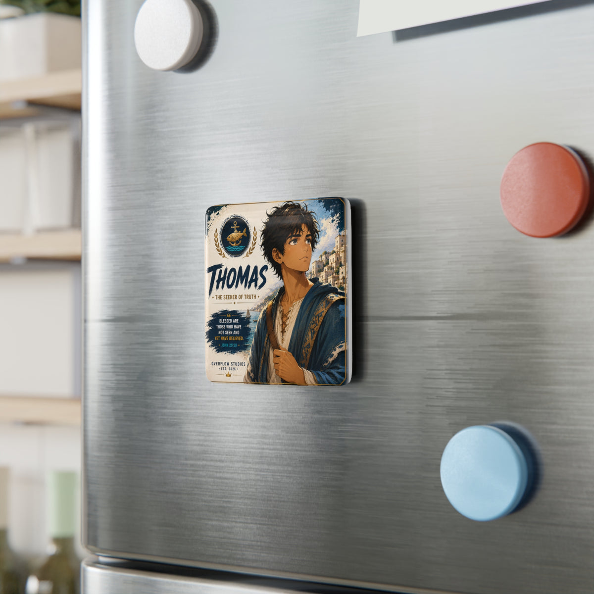 Porcelain Magnet — 'Thomas the Seeker of Truth' Illustrated Character Magnet