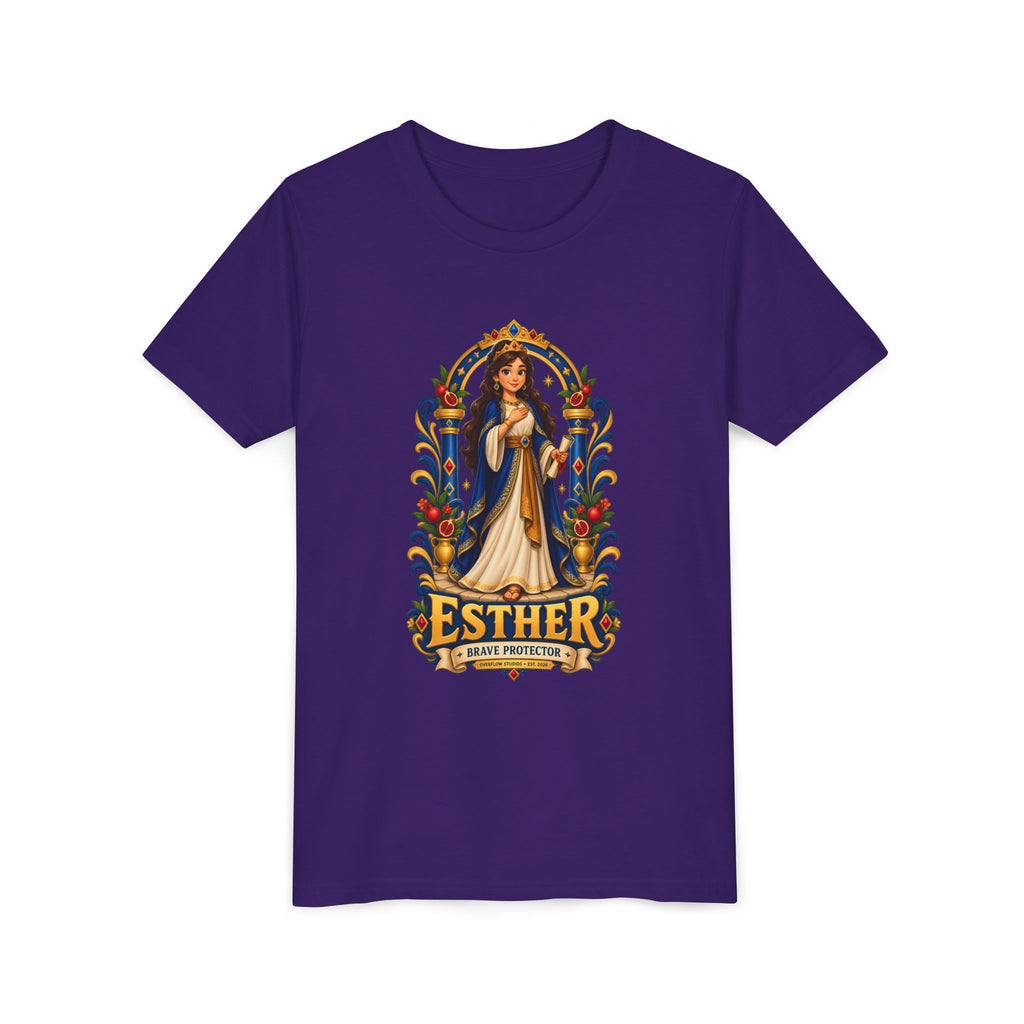Youth Tee — "Esther" Illustrated Biblical Princess Graphic Shirt