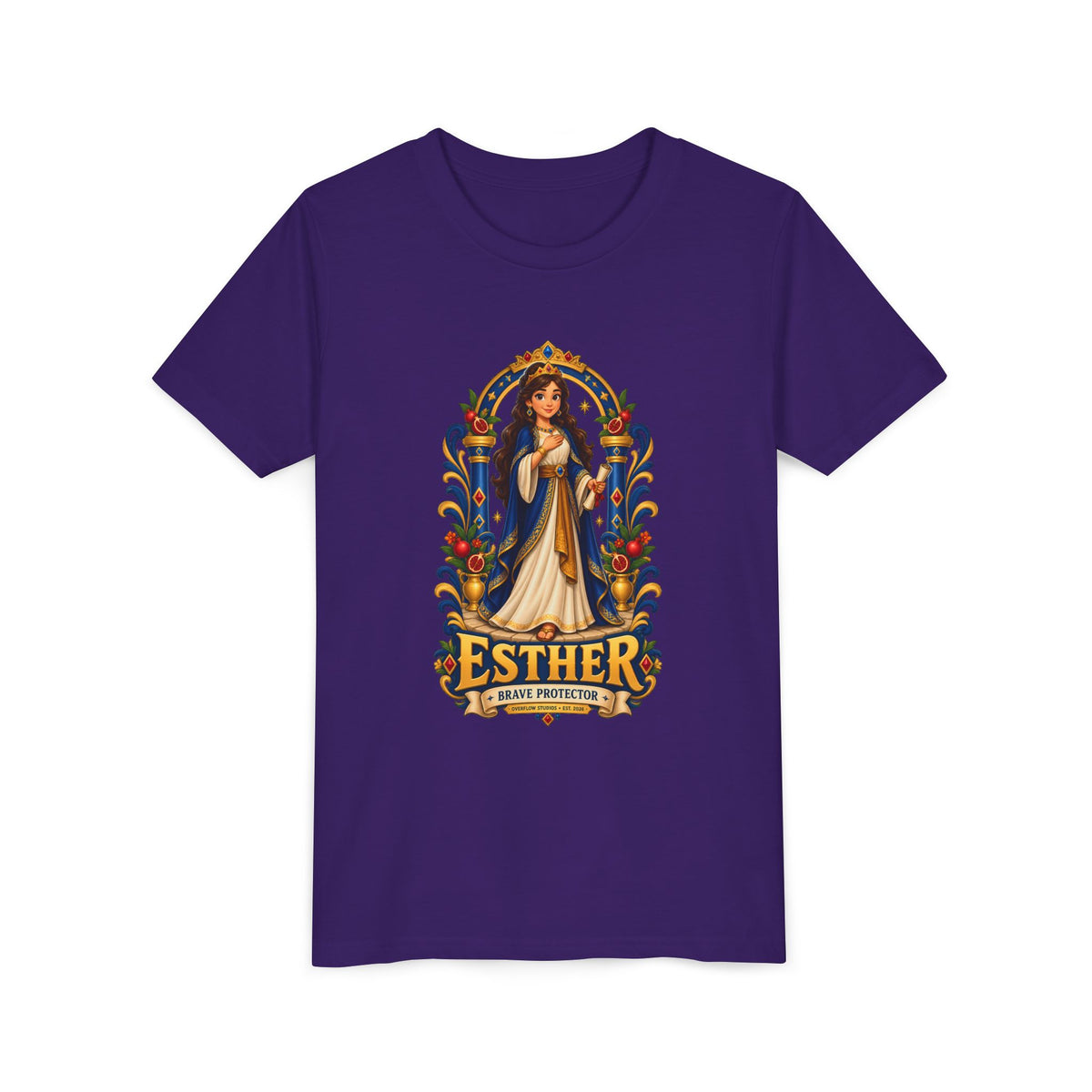 Youth Tee — "Esther" Illustrated Biblical Princess Graphic Shirt