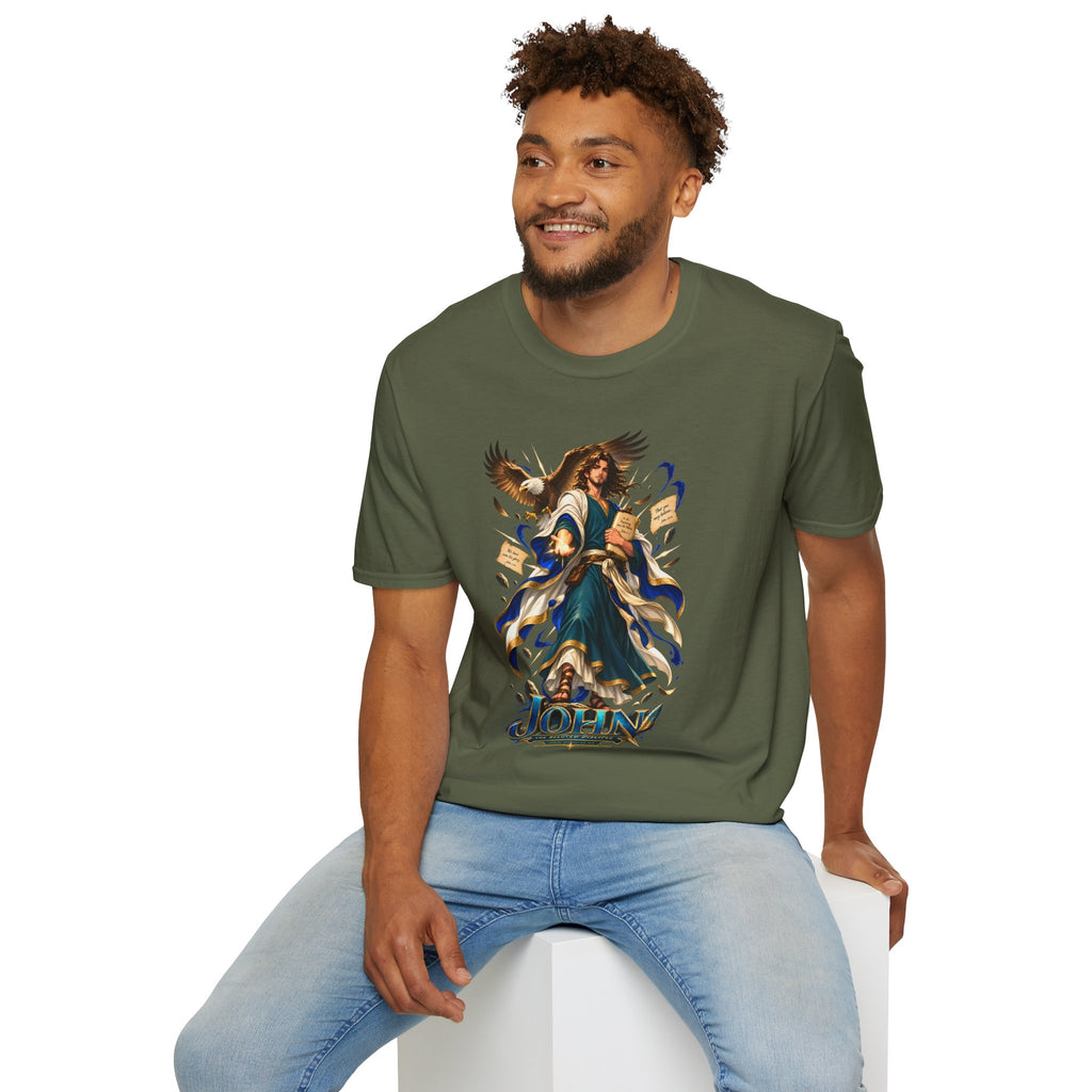 John T-Shirt — Inspirational Archangel Design with Eagle & Scrolls