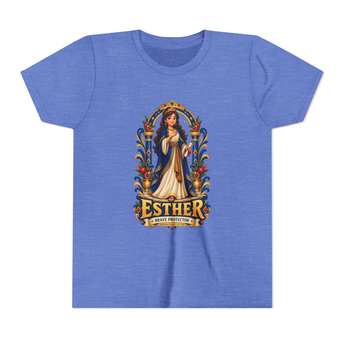 Youth Tee — "Esther" Illustrated Biblical Princess Graphic Shirt