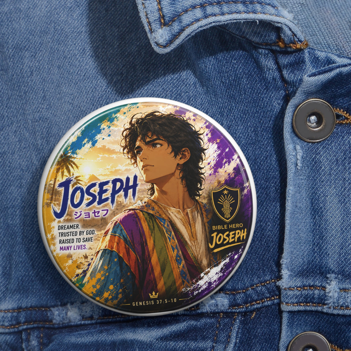 Joseph Anime Character Pin Button — Colorful Cloak Badge for Jackets, Backpacks & Collectors