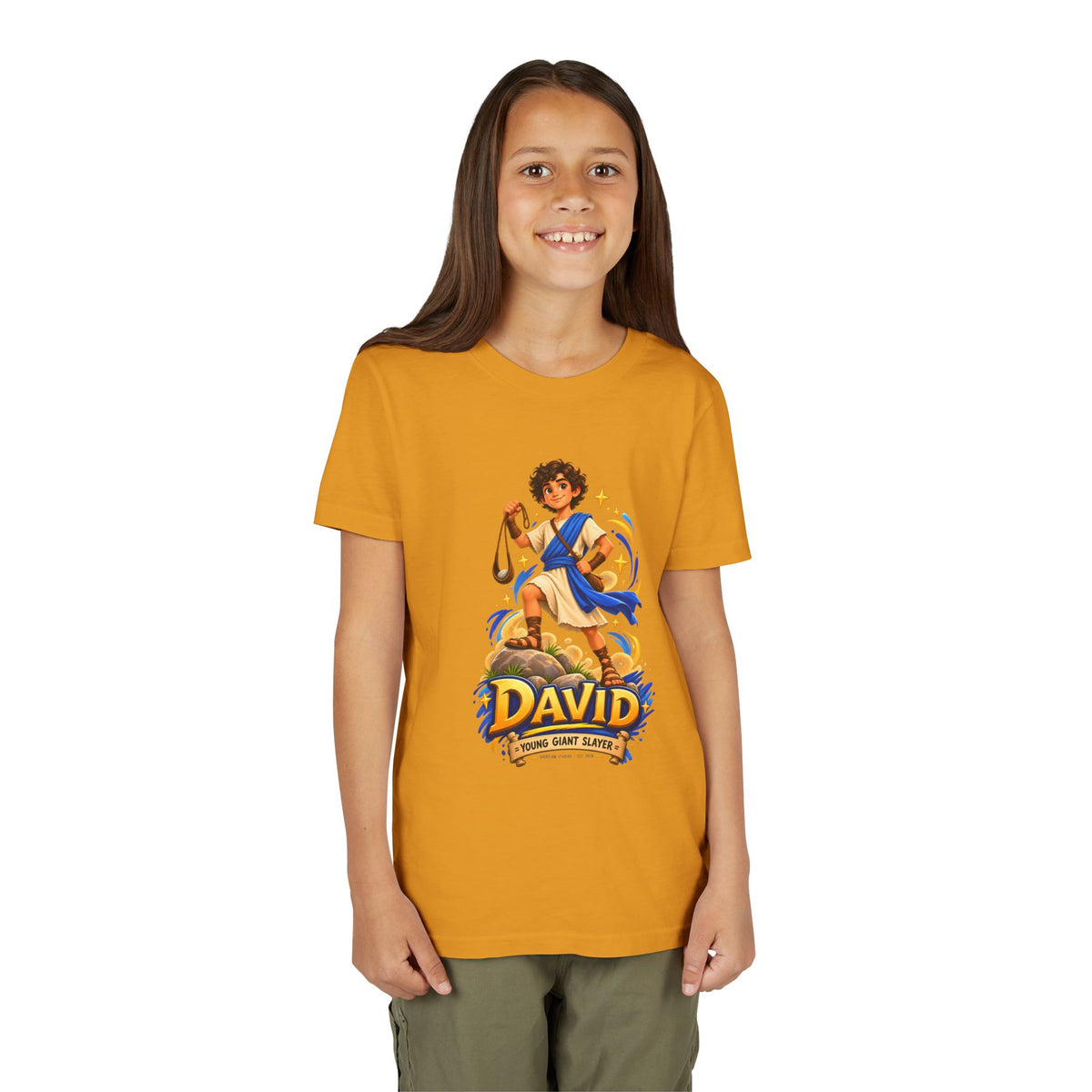 Youth Tee — “David” Biblical Kids Shirt (Courageous Little Hero)