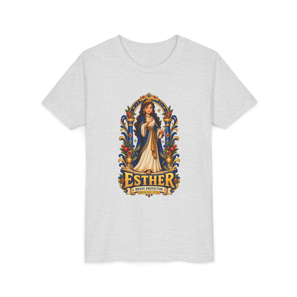 Youth Tee — "Esther" Illustrated Biblical Princess Graphic Shirt