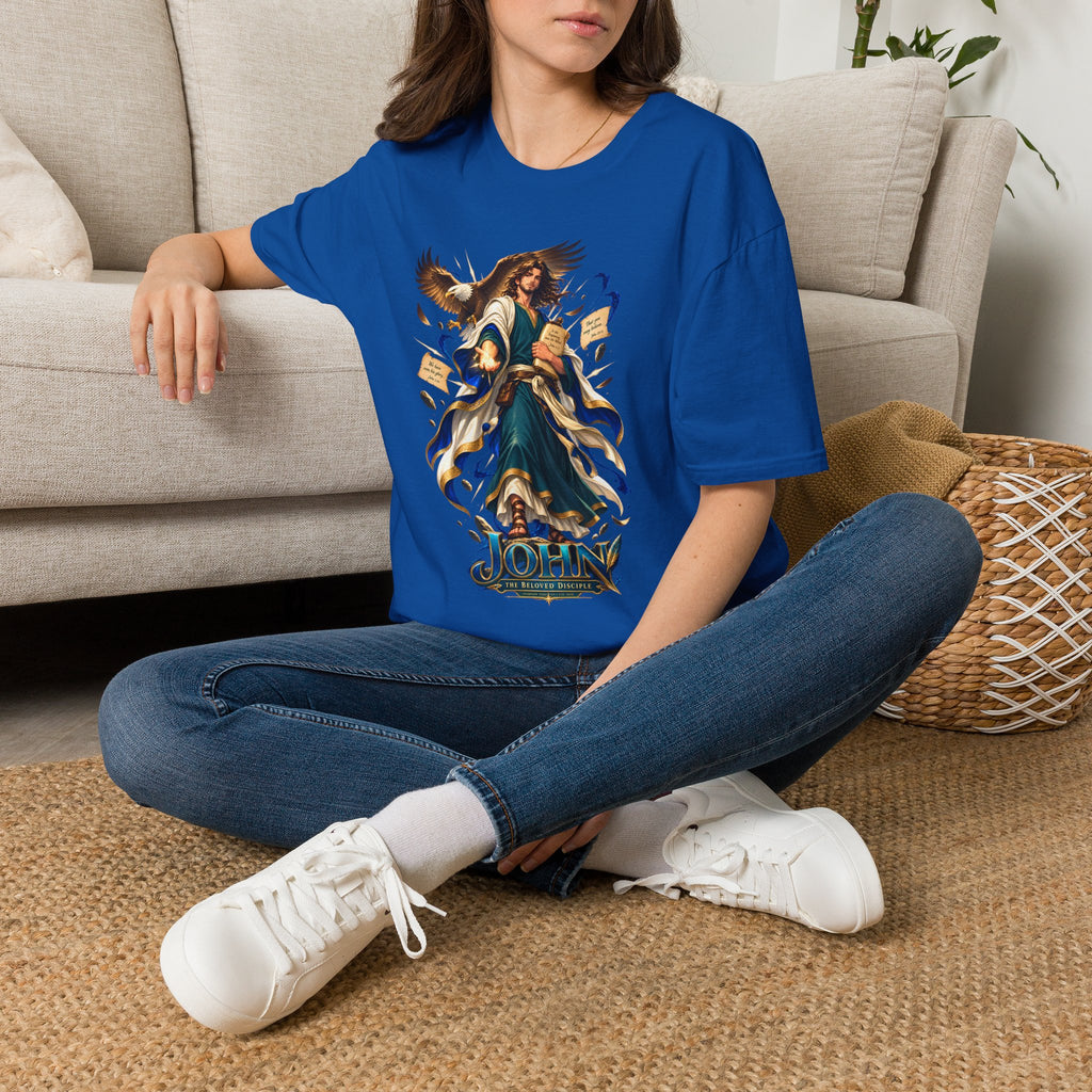 John T-Shirt — Inspirational Archangel Design with Eagle & Scrolls