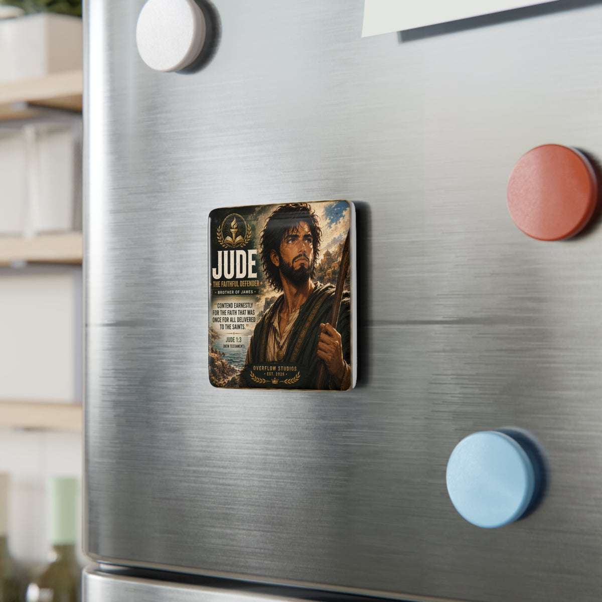 Jude Porcelain Square Magnet — Biblical Faithful Defender Decorative Magnet