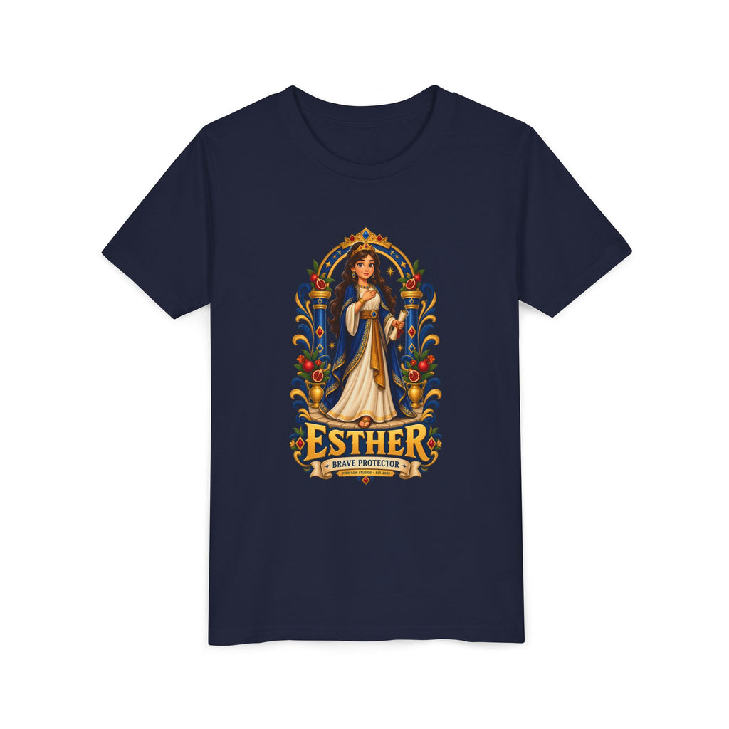 Youth Tee — "Esther" Illustrated Biblical Princess Graphic Shirt