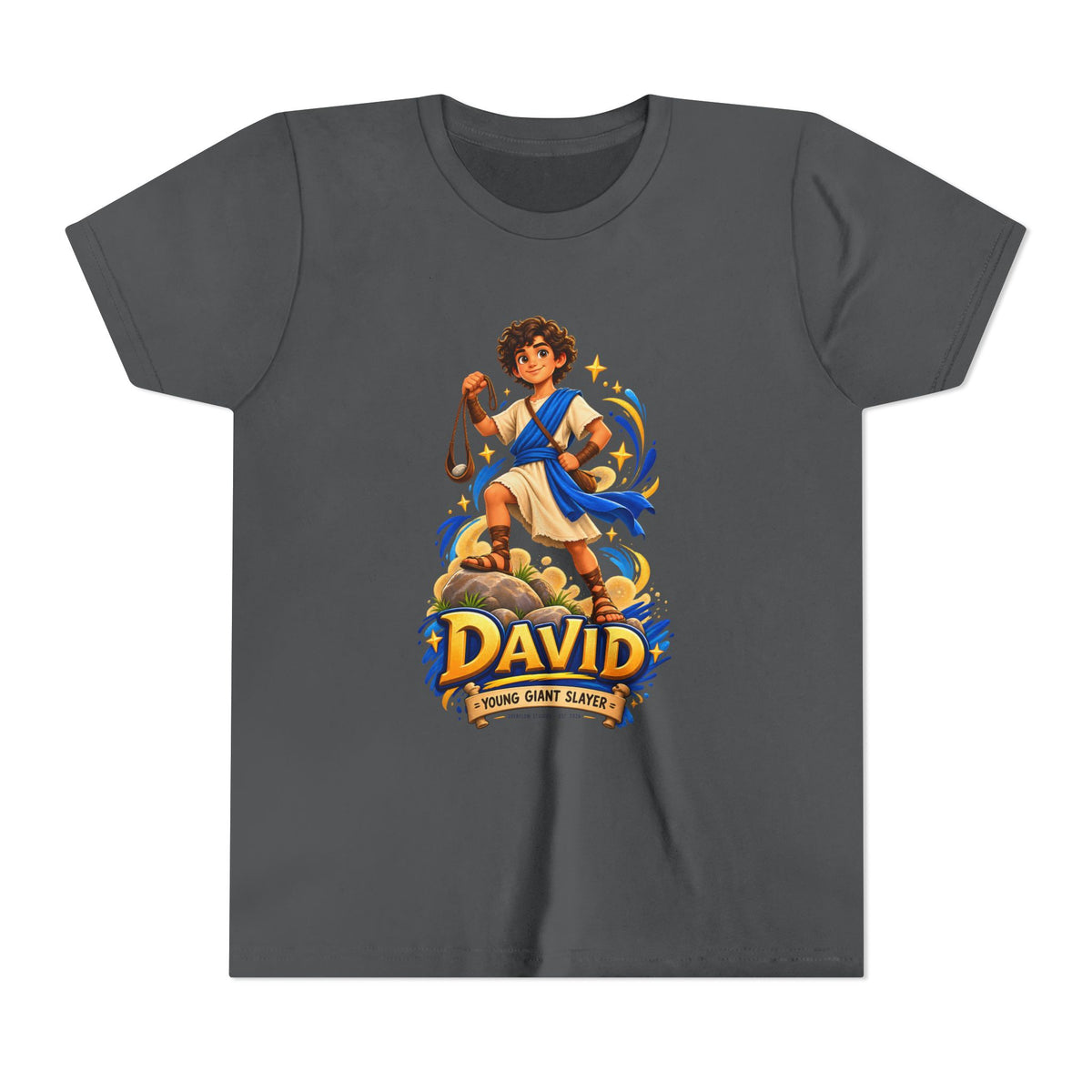 Youth Tee — “David” Biblical Kids Shirt (Courageous Little Hero)