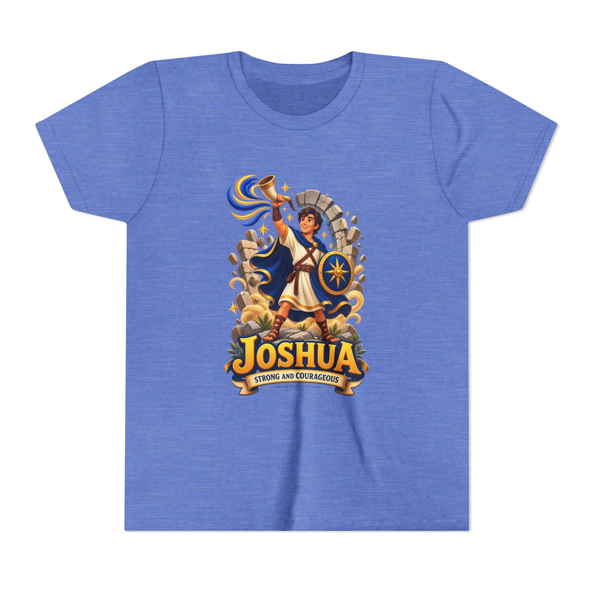 Joshua Kids T‑Shirt — ‘Strong and Courageous’ Biblical Warrior Youth Tee