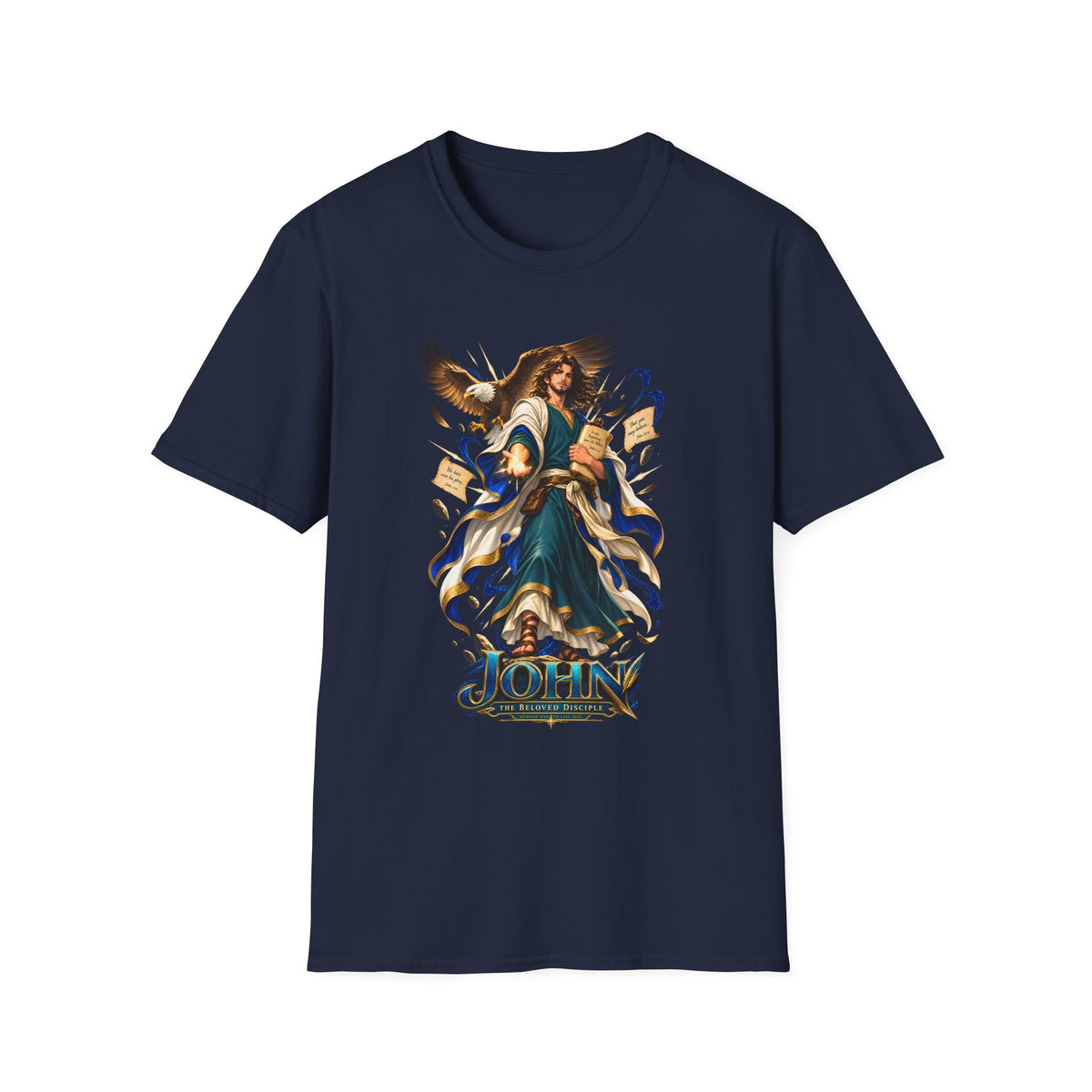 John T-Shirt — Inspirational Archangel Design with Eagle & Scrolls