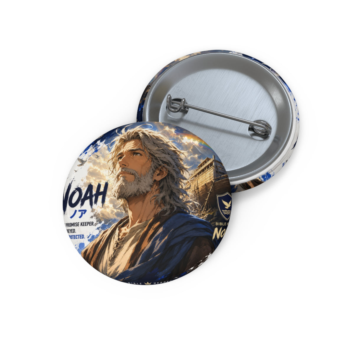 Noah Character Pin Button — Bible-Inspired Religious Badge