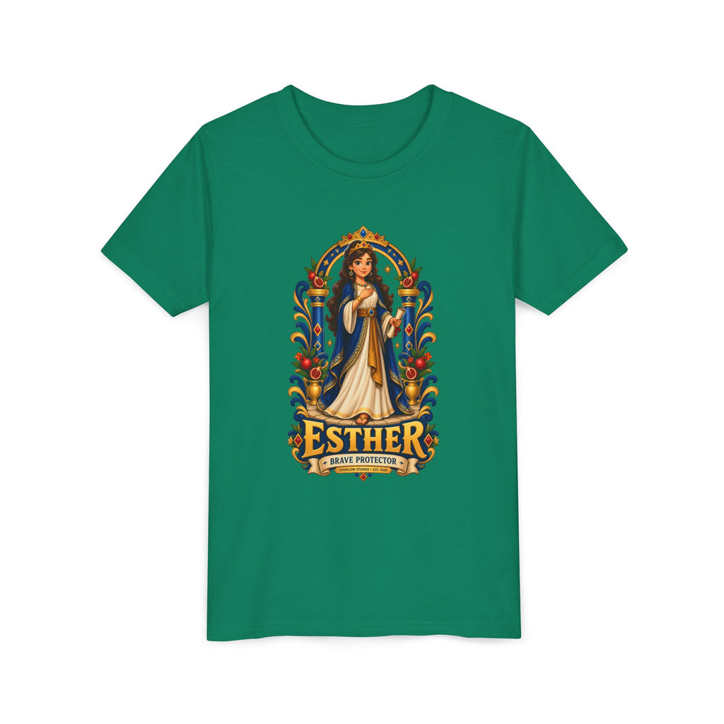 Youth Tee — "Esther" Illustrated Biblical Princess Graphic Shirt