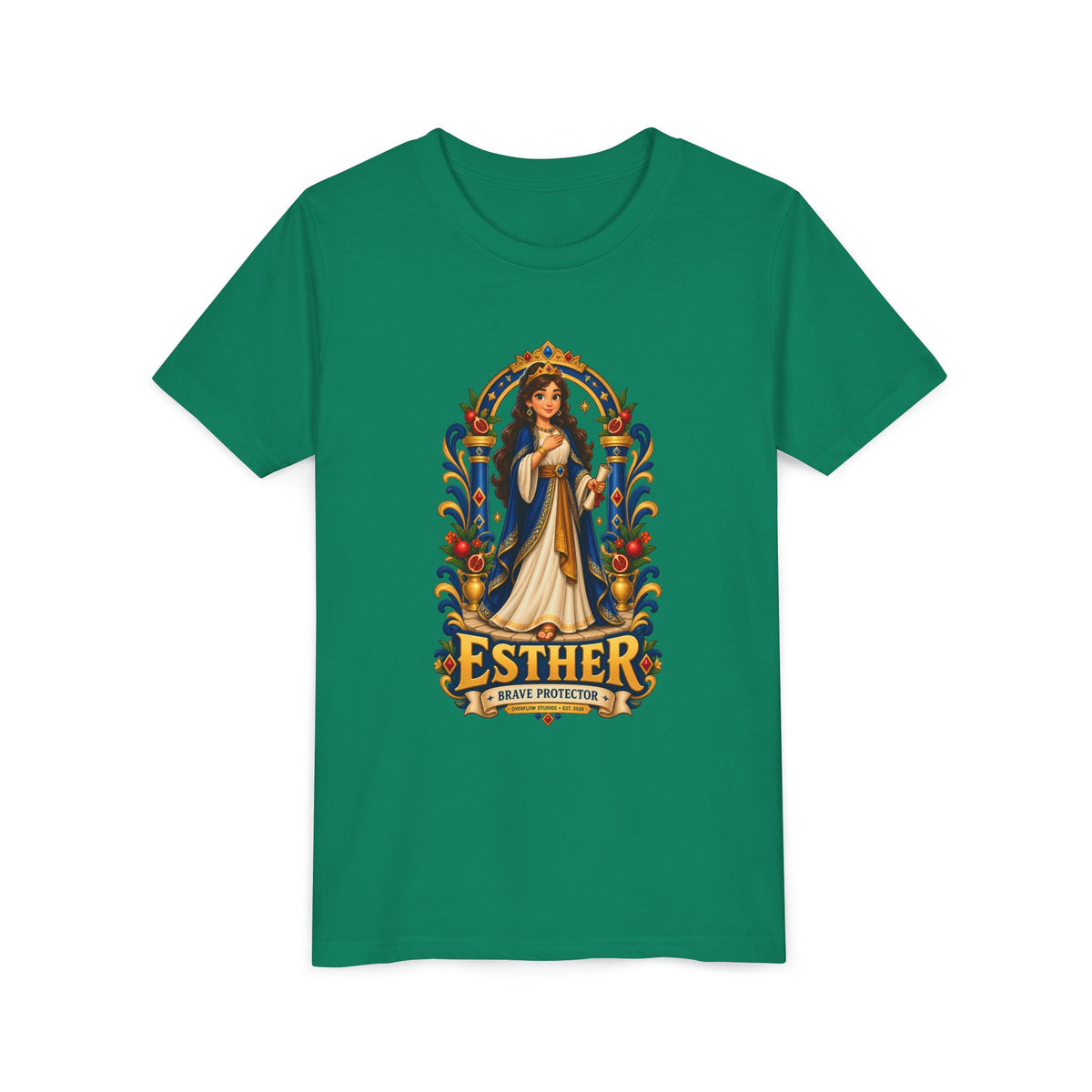 Youth Tee — "Esther" Illustrated Biblical Princess Graphic Shirt
