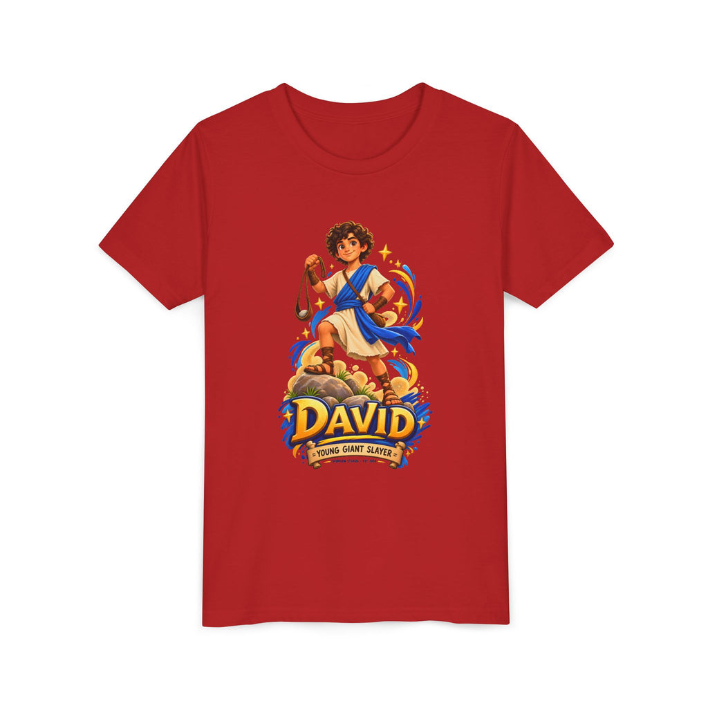 Youth Tee — “David” Biblical Kids Shirt (Courageous Little Hero)