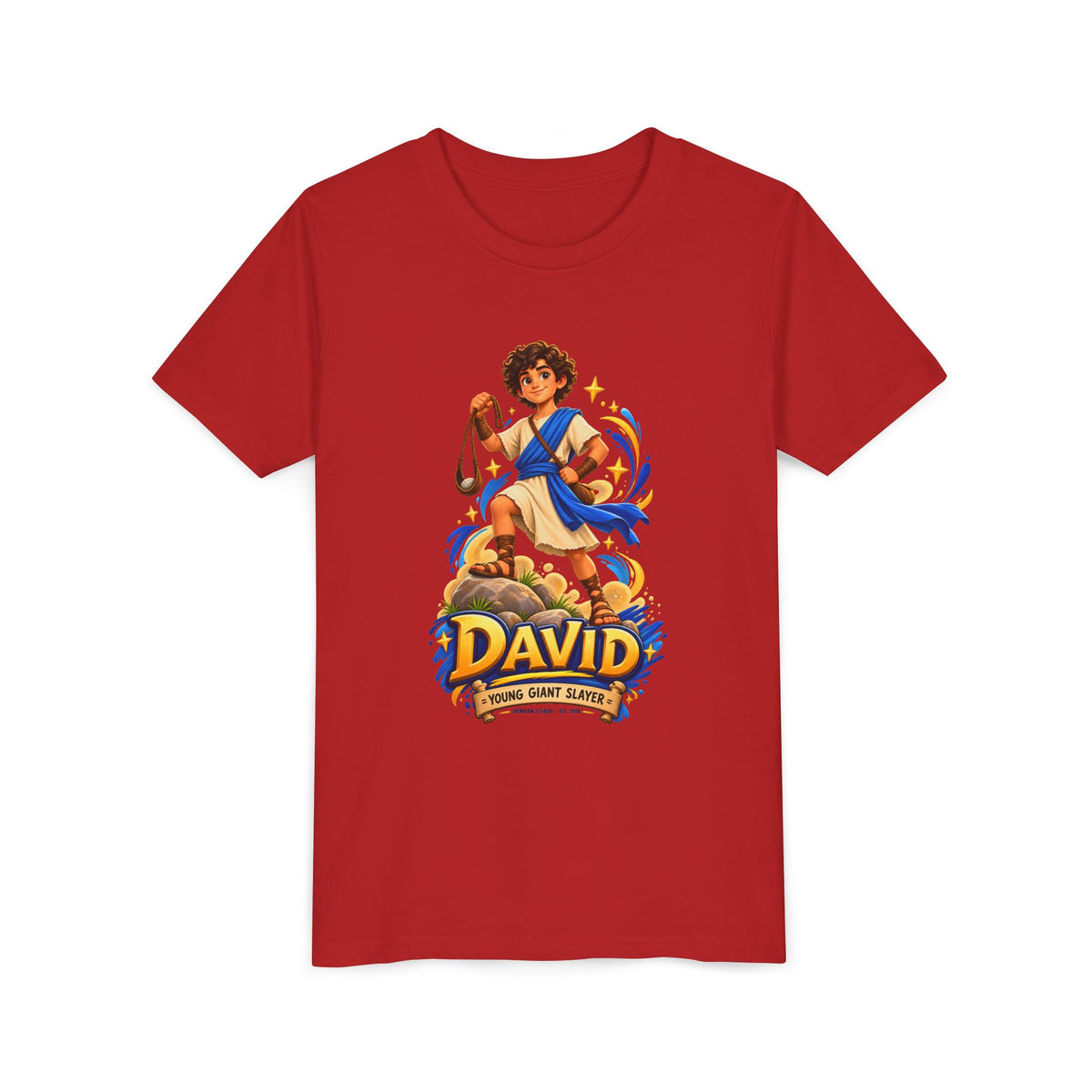 Youth Tee — “David” Biblical Kids Shirt (Courageous Little Hero)