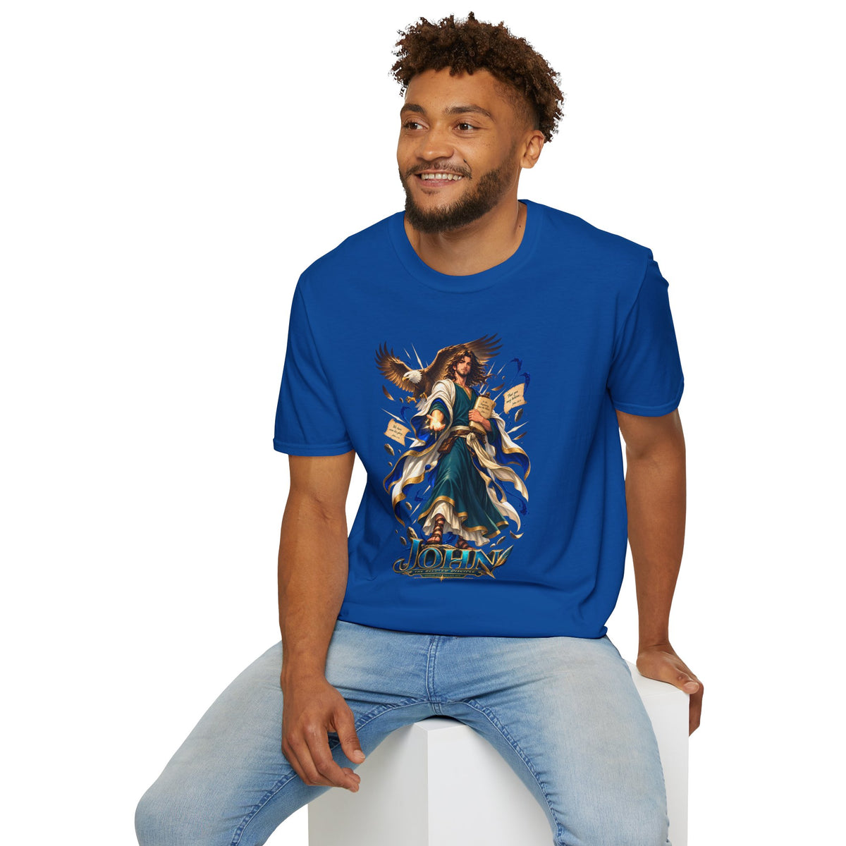 John T-Shirt — Inspirational Archangel Design with Eagle & Scrolls