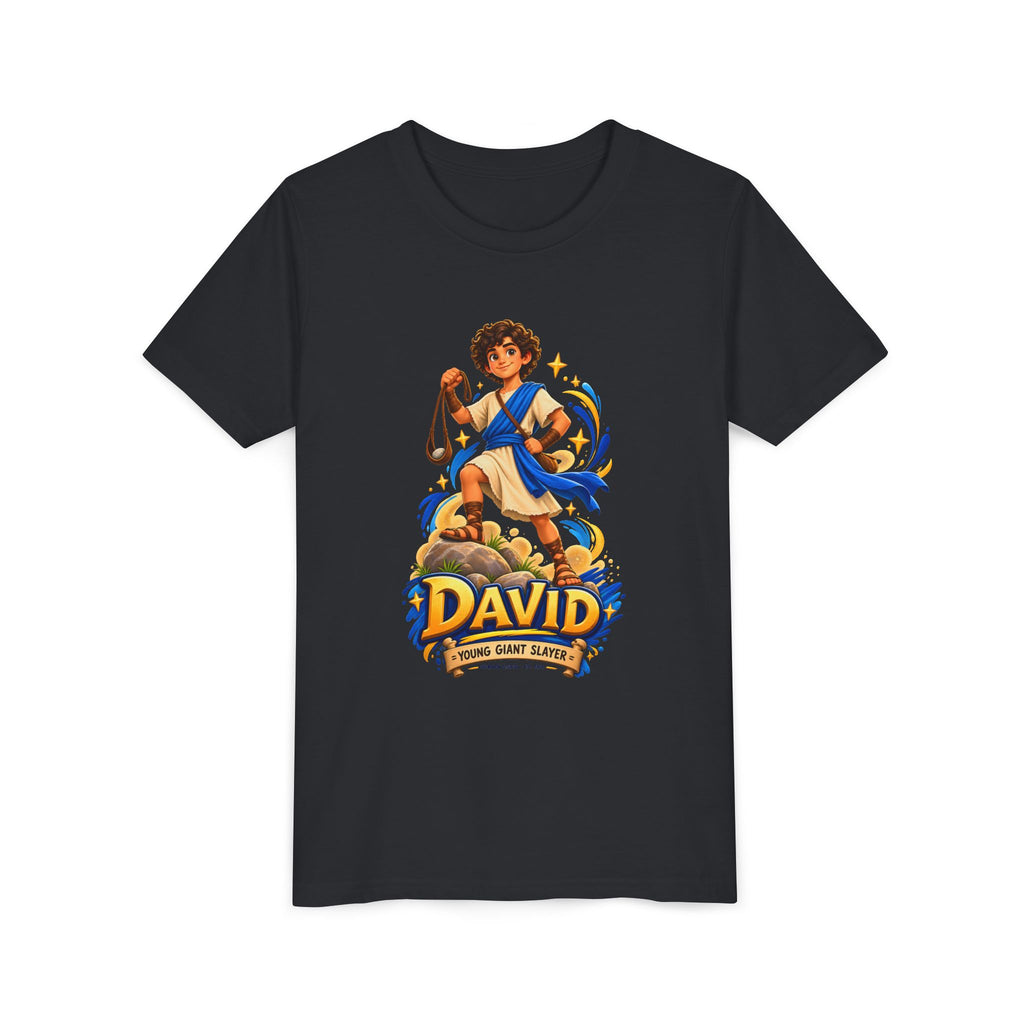 Youth Tee — “David” Biblical Kids Shirt (Courageous Little Hero)