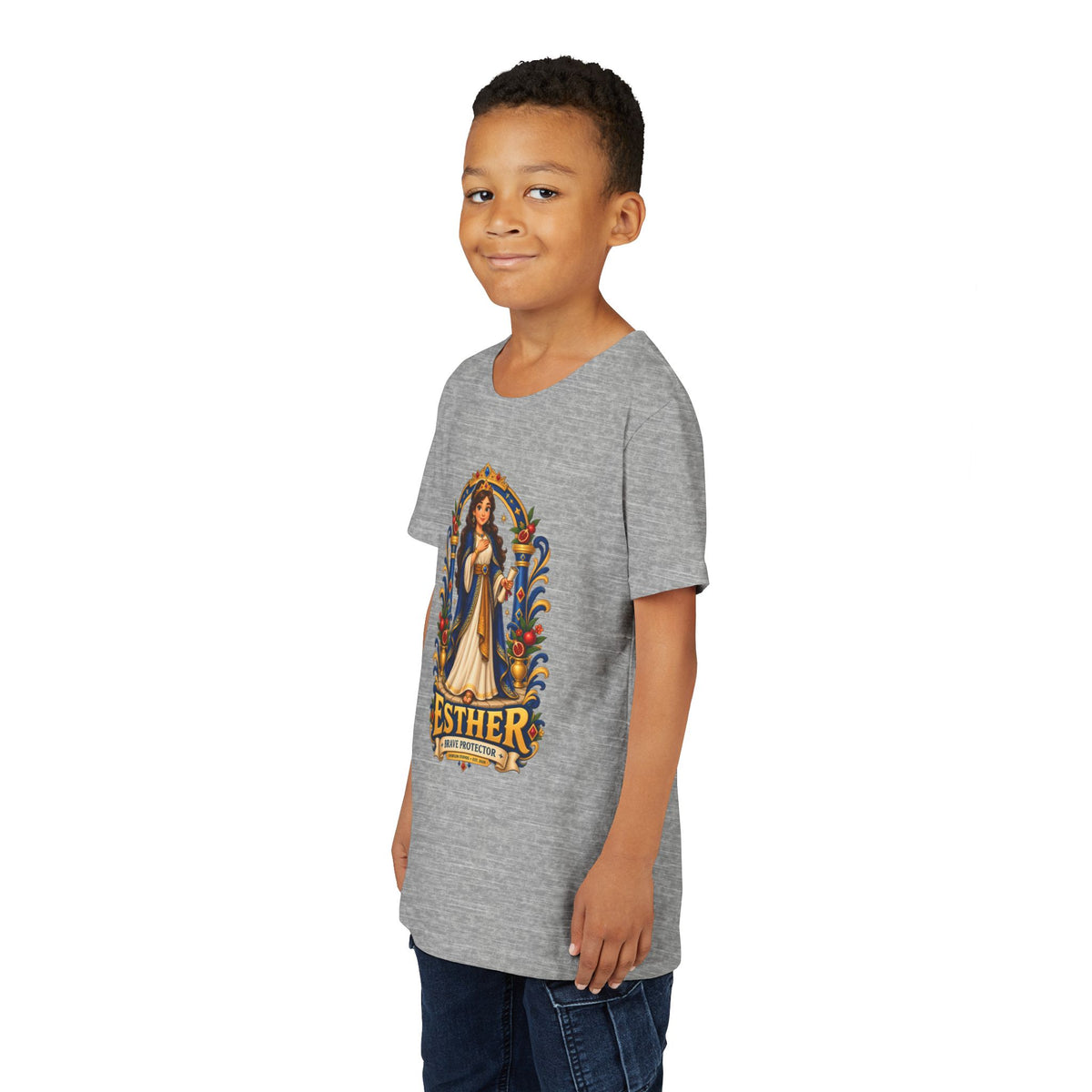 Youth Tee — "Esther" Illustrated Biblical Princess Graphic Shirt