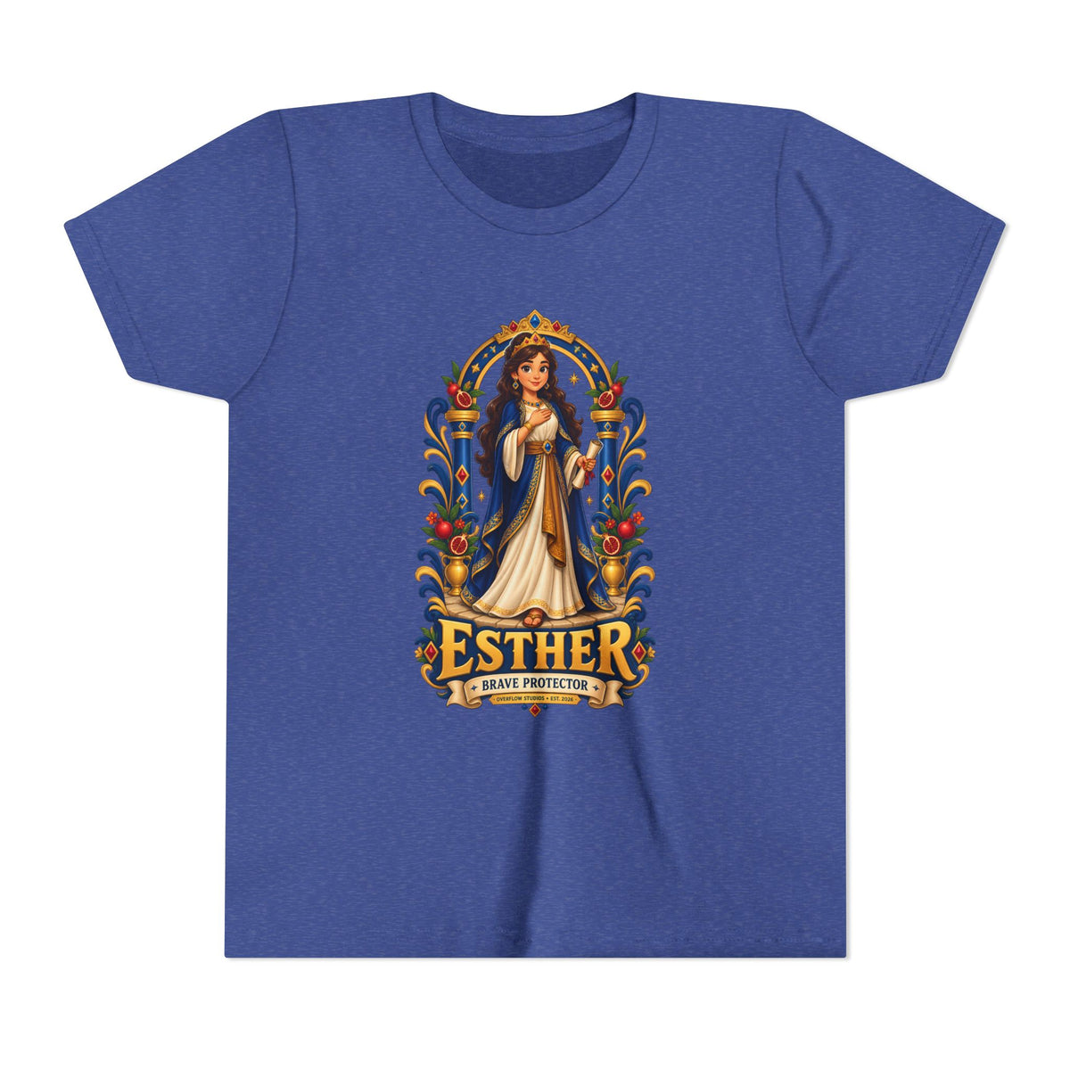 Youth Tee — "Esther" Illustrated Biblical Princess Graphic Shirt