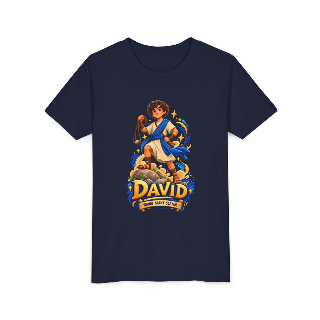 Youth Tee — “David” Biblical Kids Shirt (Courageous Little Hero)