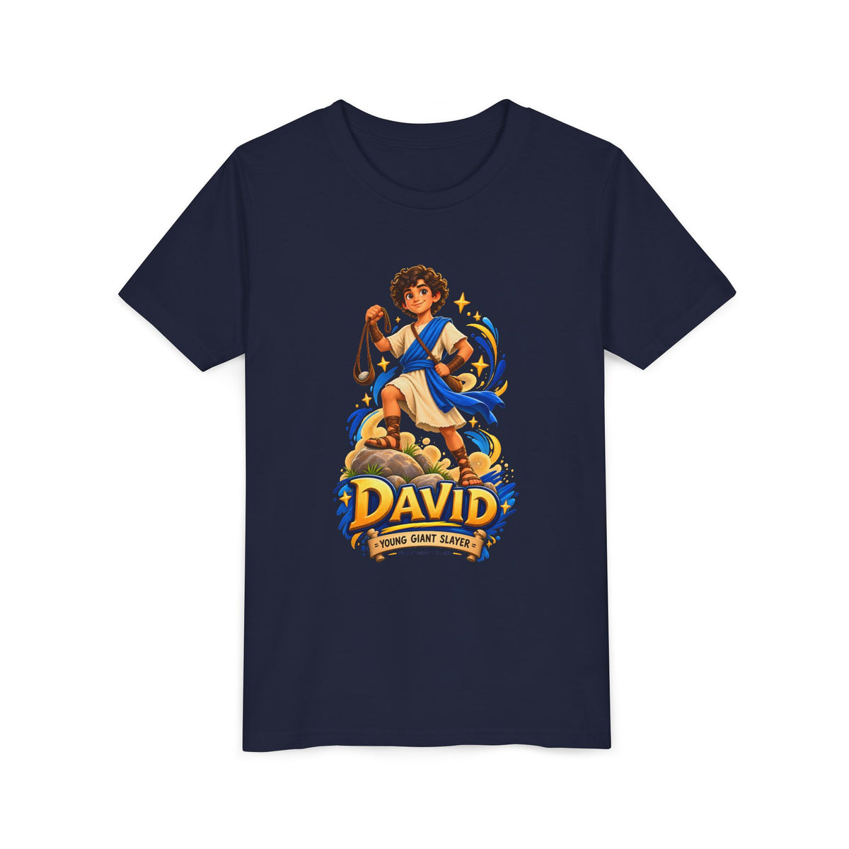 Youth Tee — “David” Biblical Kids Shirt (Courageous Little Hero)