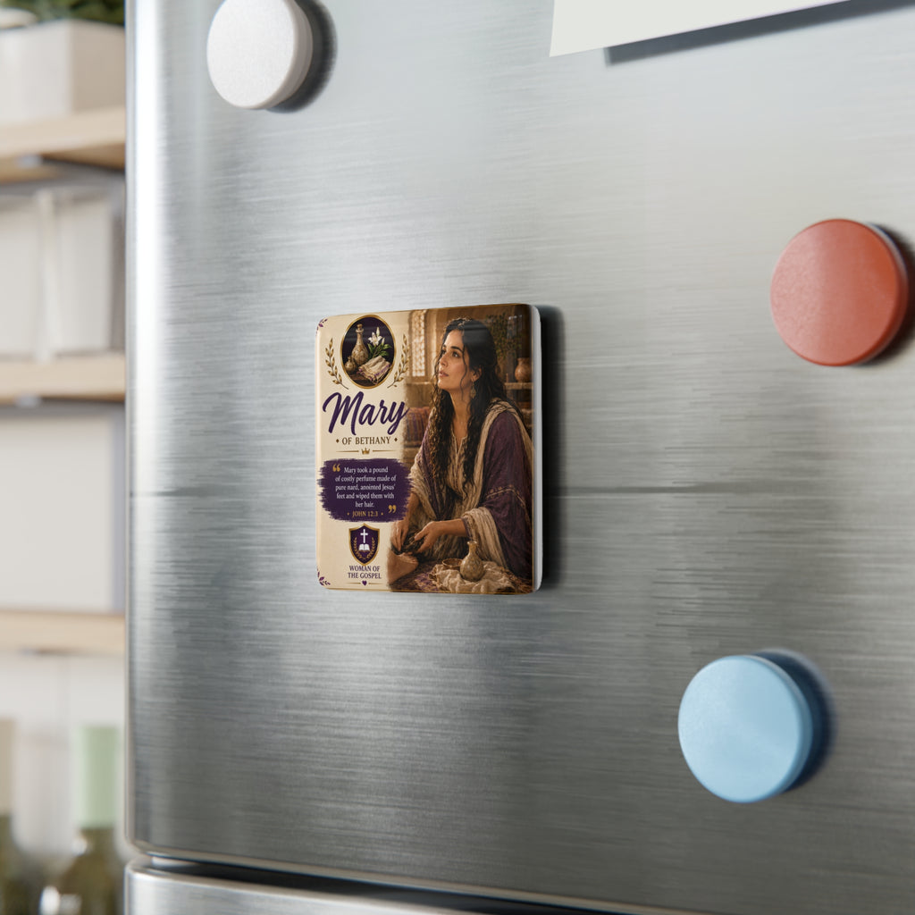 Mary of Bethany Porcelain Square Magnet — Religious Inspirational Decorative Magnet