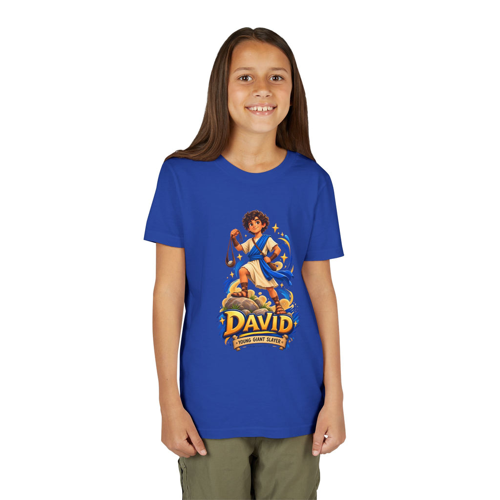 Youth Tee — “David” Biblical Kids Shirt (Courageous Little Hero)