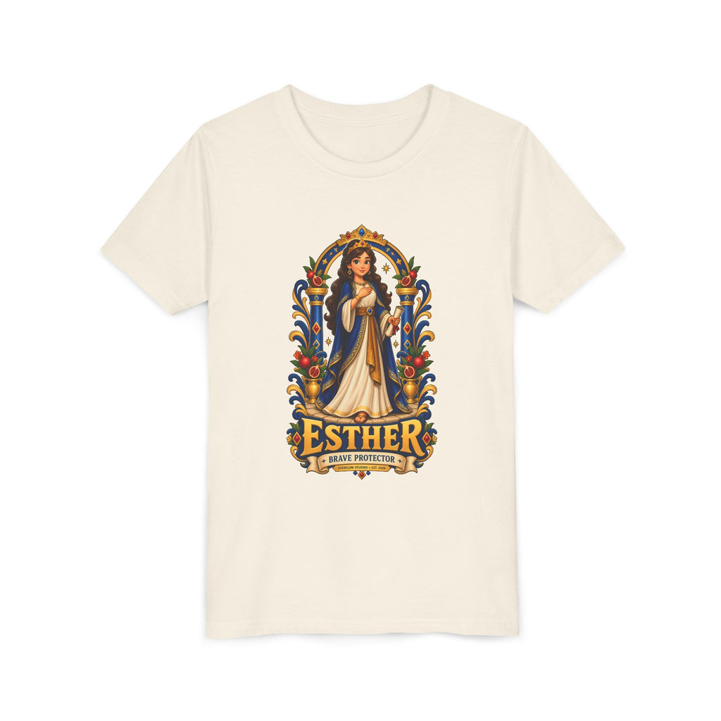 Youth Tee — "Esther" Illustrated Biblical Princess Graphic Shirt