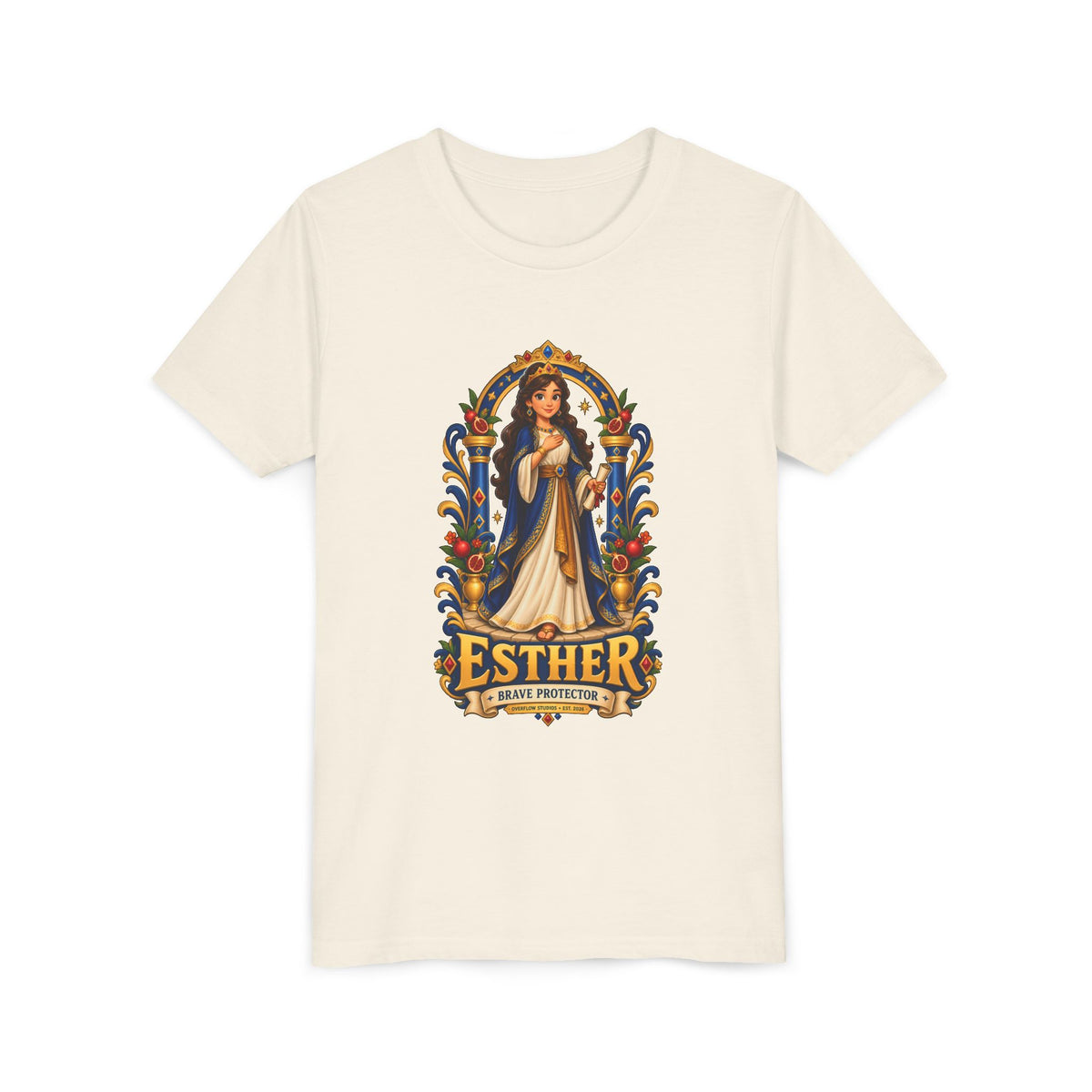 Youth Tee — "Esther" Illustrated Biblical Princess Graphic Shirt