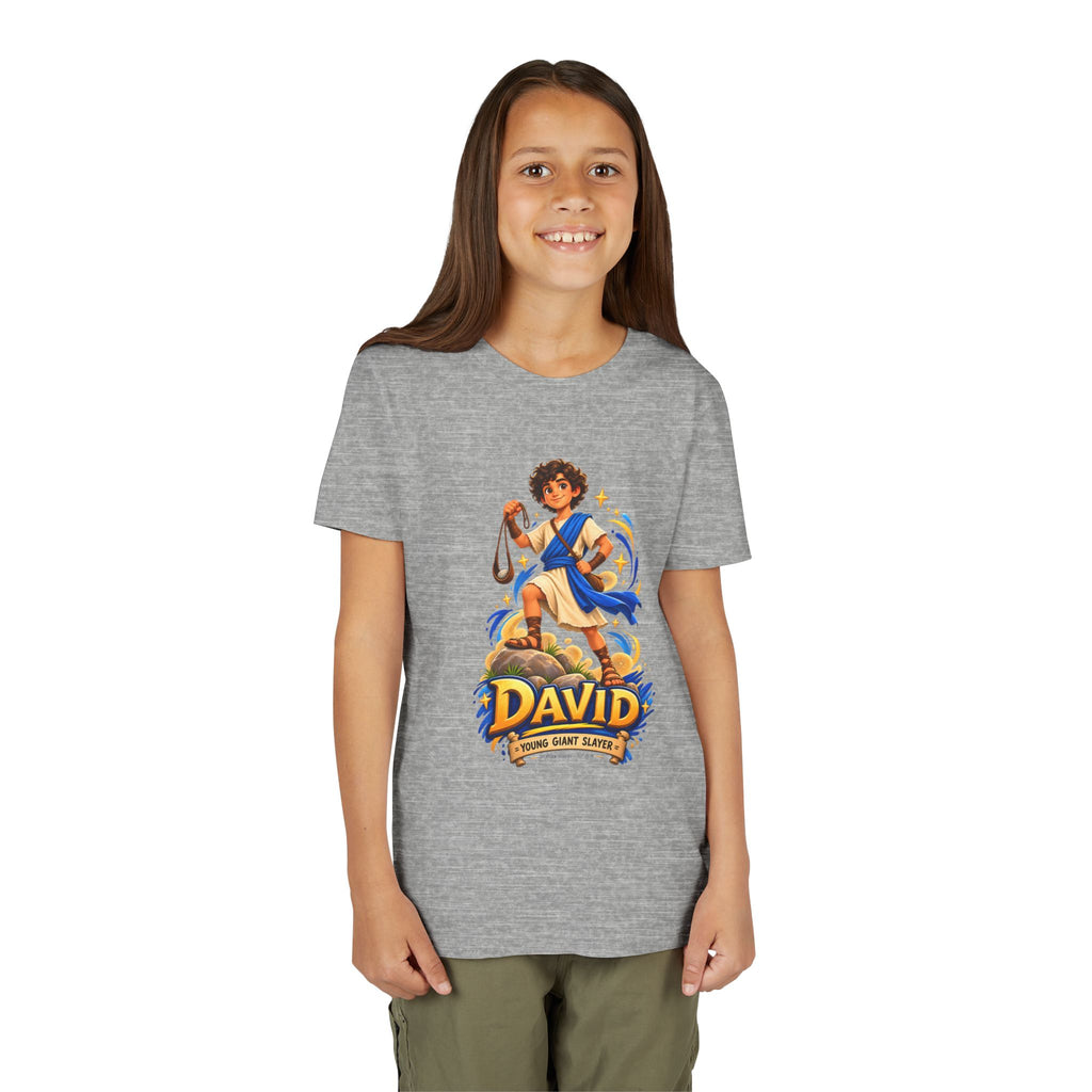 Youth Tee — “David” Biblical Kids Shirt (Courageous Little Hero)