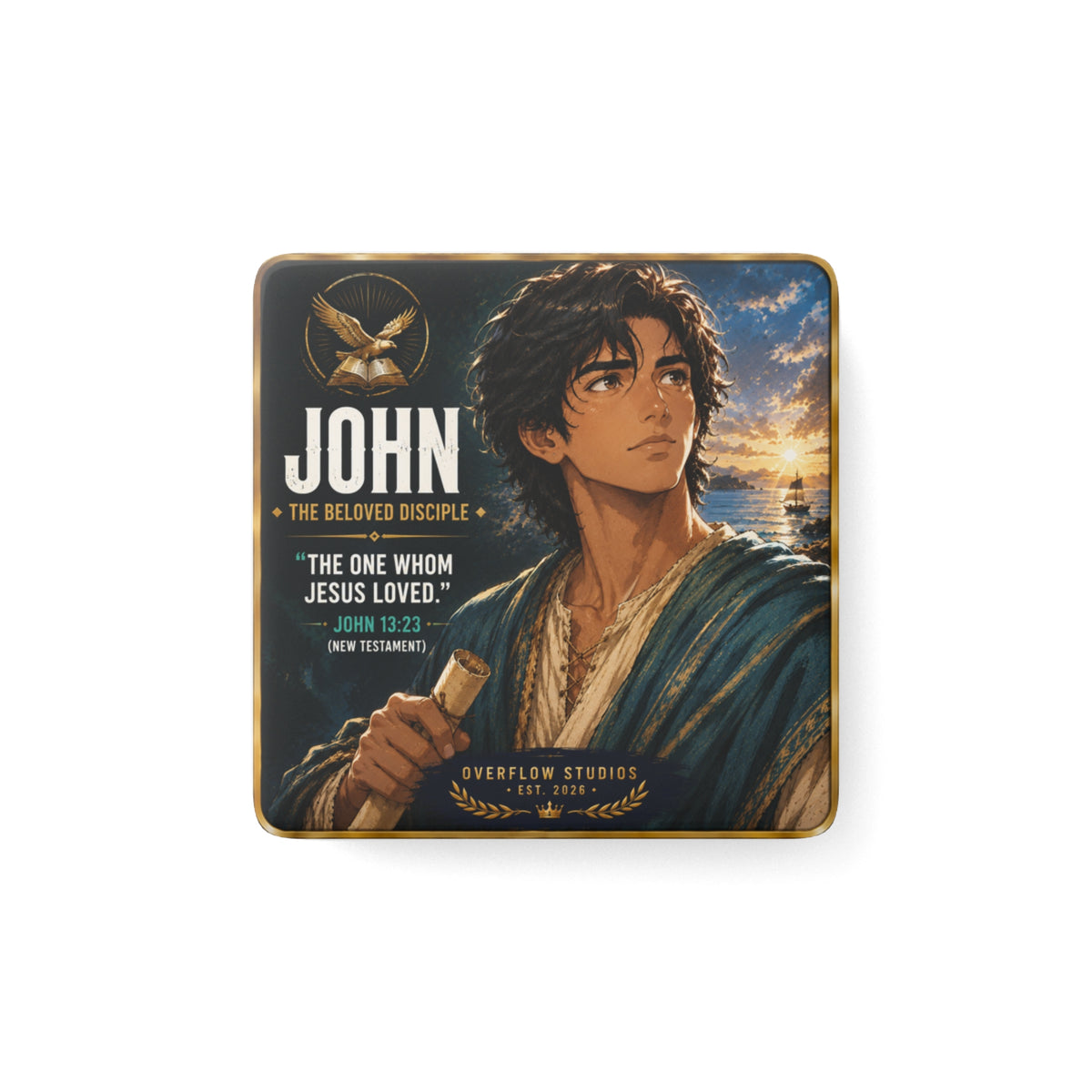 John — 'The Beloved Disciple' Porcelain Square Magnet (John 13:23)