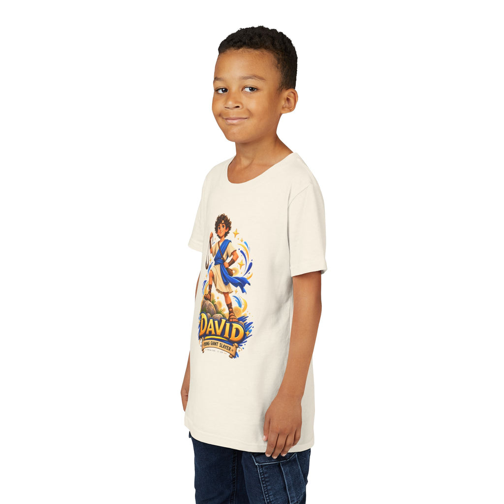 Youth Tee — “David” Biblical Kids Shirt (Courageous Little Hero)