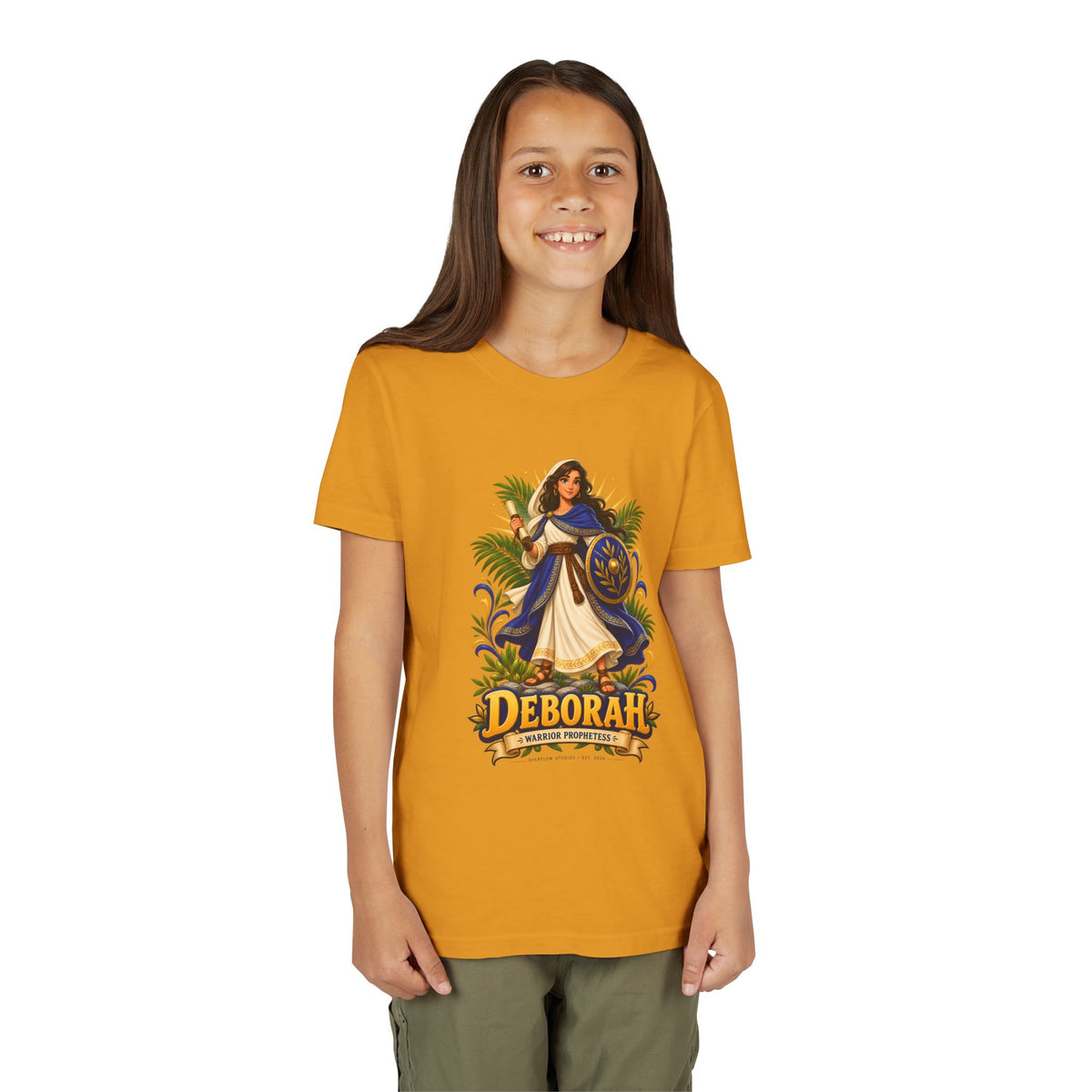 Deborah Biblical Heroine Youth Tee — "Deborah" Illustrated Name Shirt