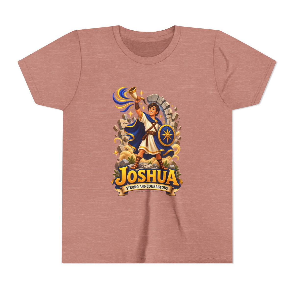 Joshua Kids T‑Shirt — ‘Strong and Courageous’ Biblical Warrior Youth Tee