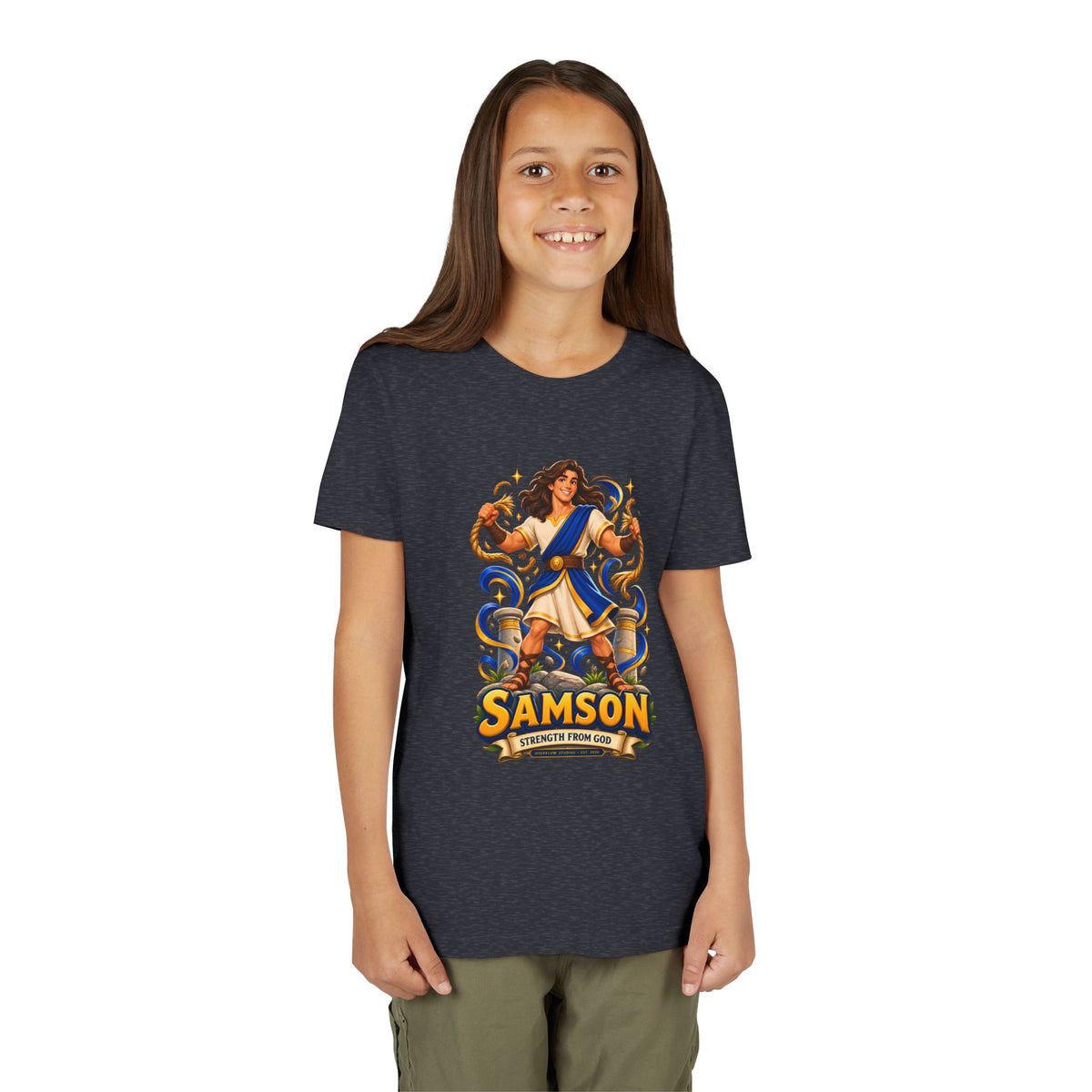 Samson Youth Tee — Biblical Hero Graphic Shirt