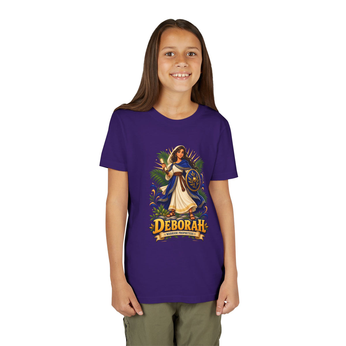 Deborah Biblical Heroine Youth Tee — "Deborah" Illustrated Name Shirt