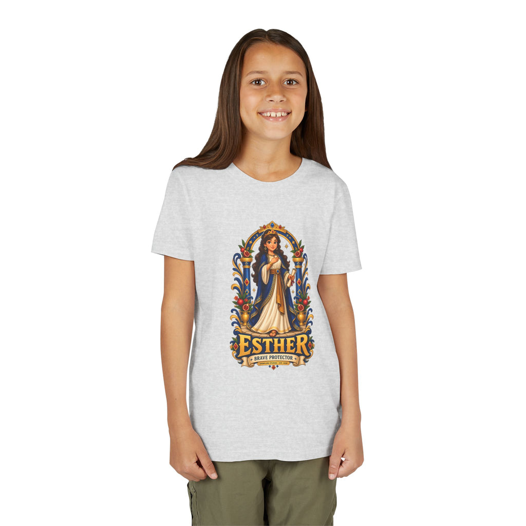Youth Tee — "Esther" Illustrated Biblical Princess Graphic Shirt