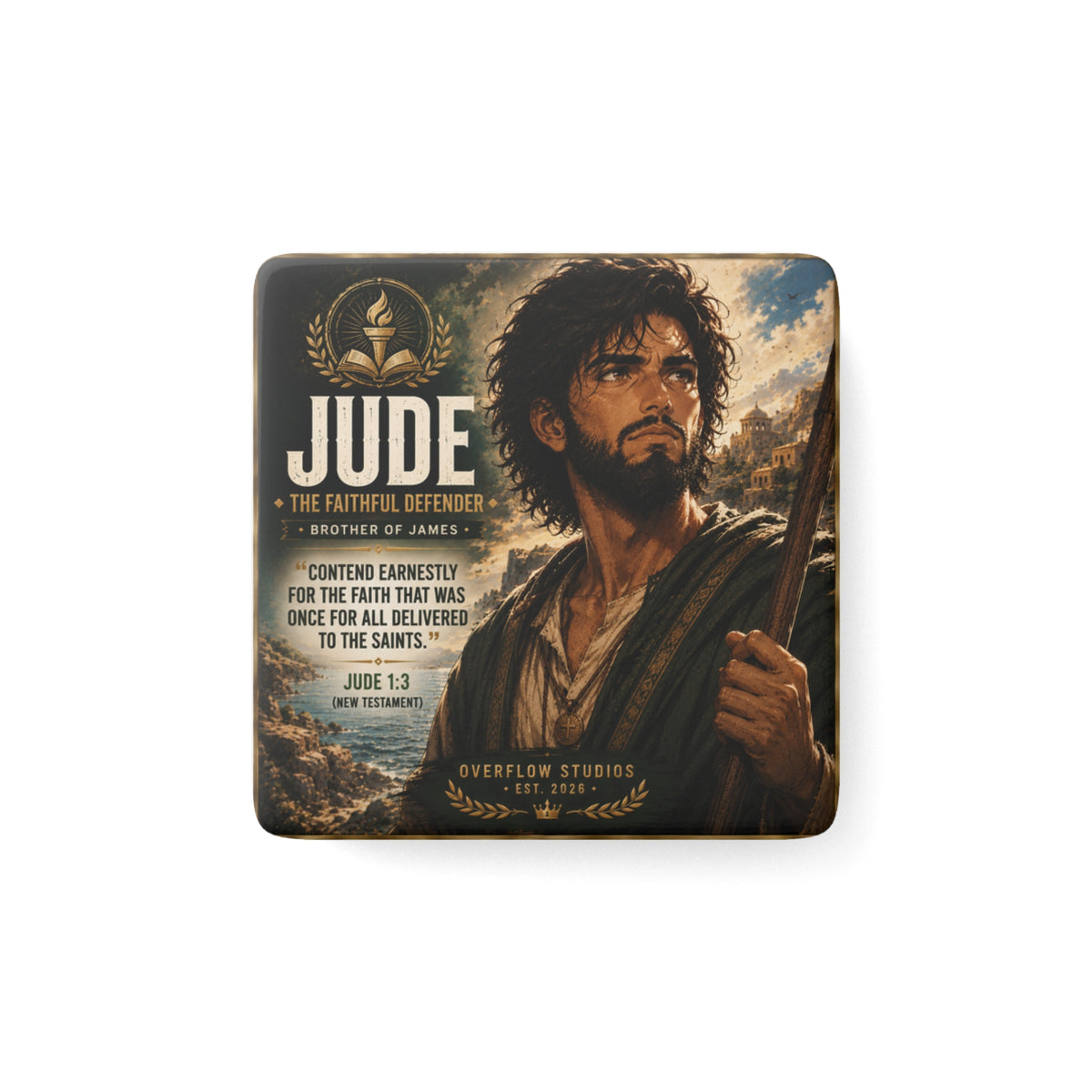 Jude Porcelain Square Magnet — Biblical Faithful Defender Decorative Magnet