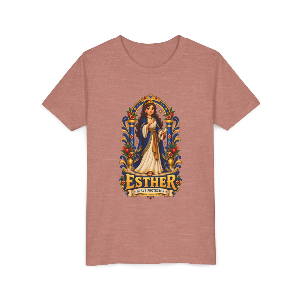 Youth Tee — "Esther" Illustrated Biblical Princess Graphic Shirt