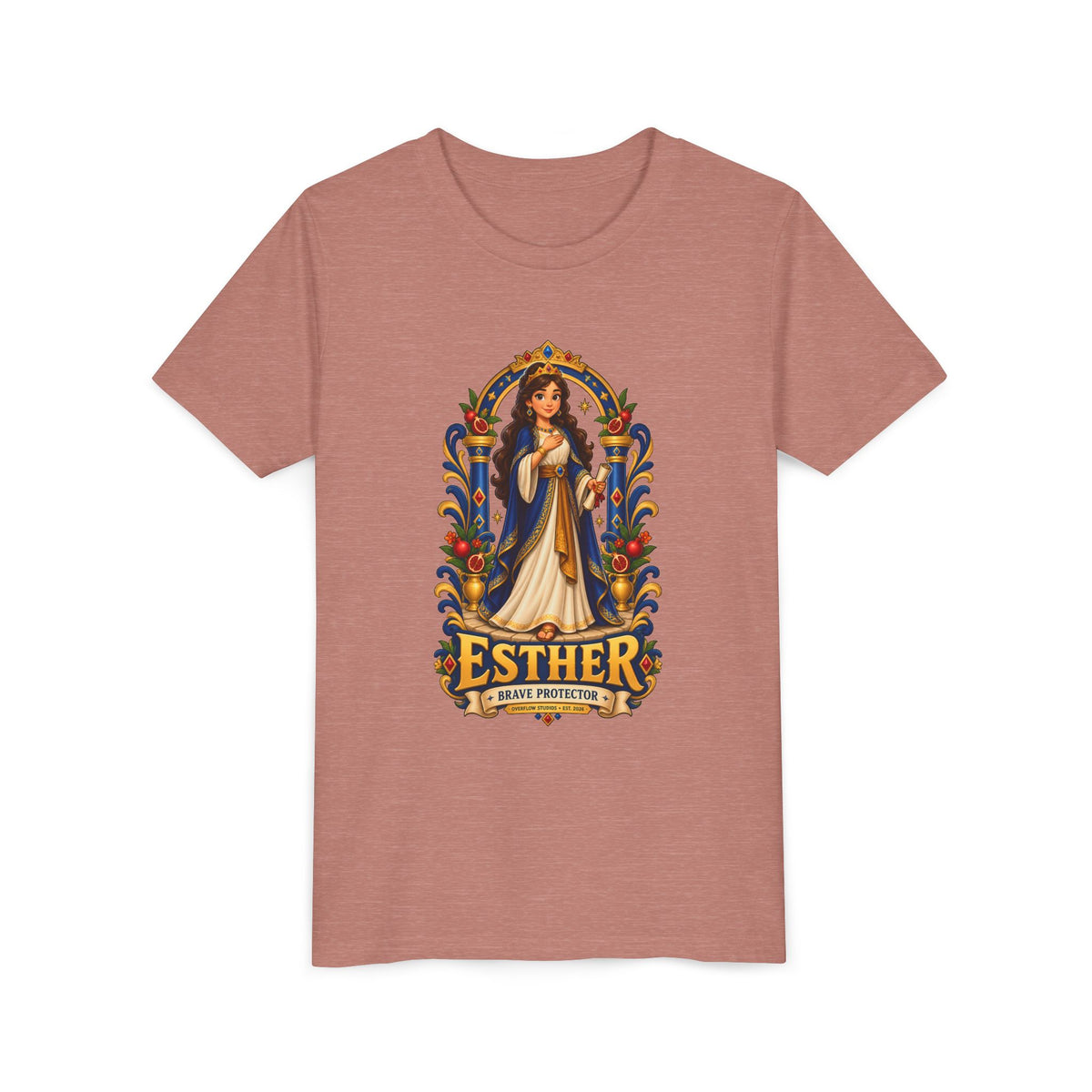 Youth Tee — "Esther" Illustrated Biblical Princess Graphic Shirt