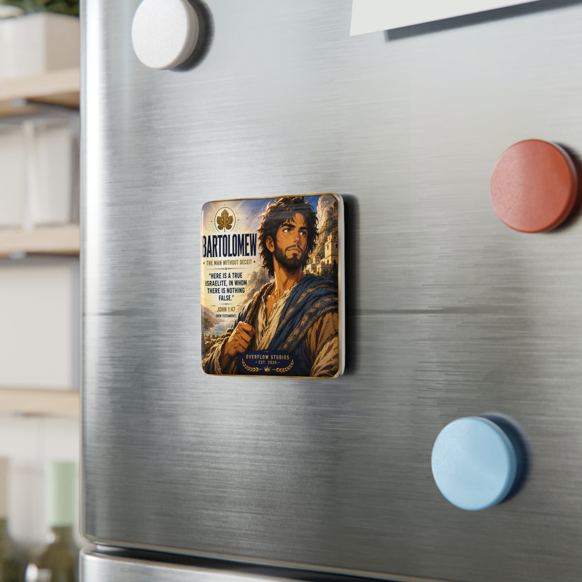 Bartholomew Porcelain Magnet — Biblical John 1:47 Artwork Square Magnet