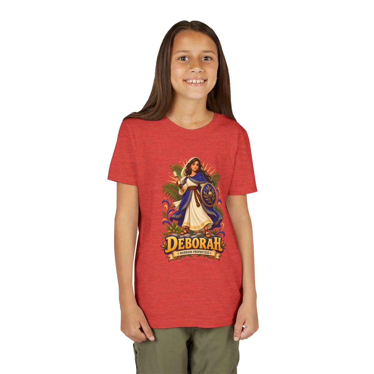 Deborah Biblical Heroine Youth Tee — "Deborah" Illustrated Name Shirt