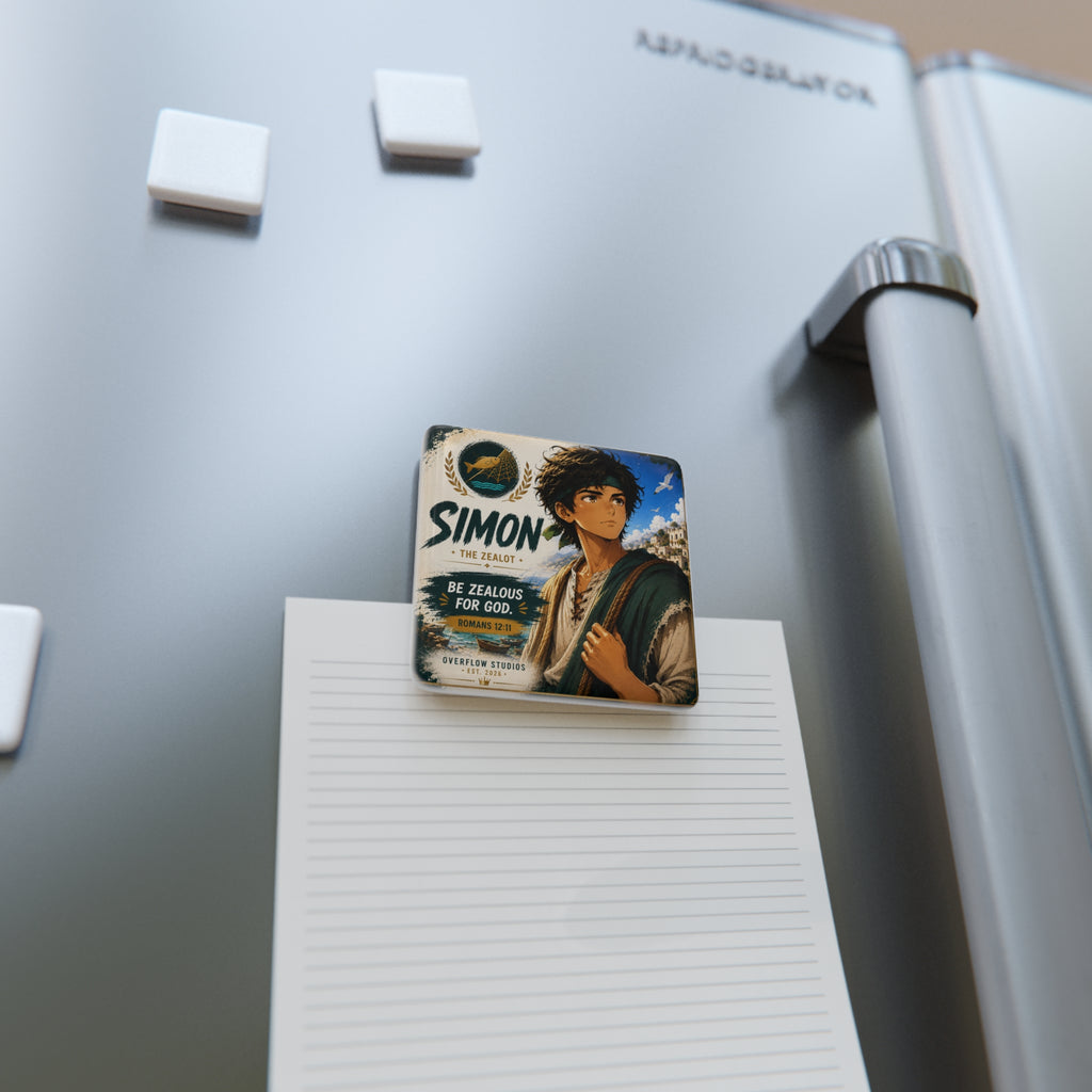 Simon Porcelain Square Magnet — "Be Zealous for God" Christian Faith Magnet (Romans 12:11)