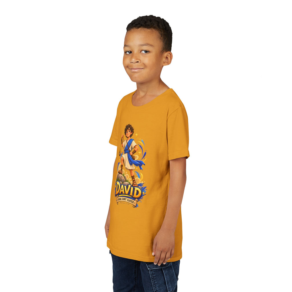 Youth Tee — “David” Biblical Kids Shirt (Courageous Little Hero)