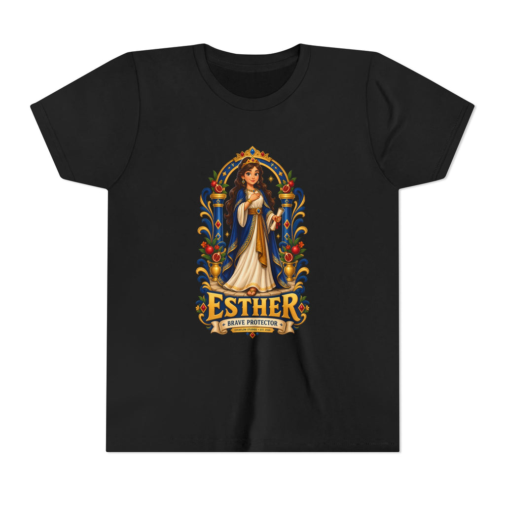 Youth Tee — "Esther" Illustrated Biblical Princess Graphic Shirt