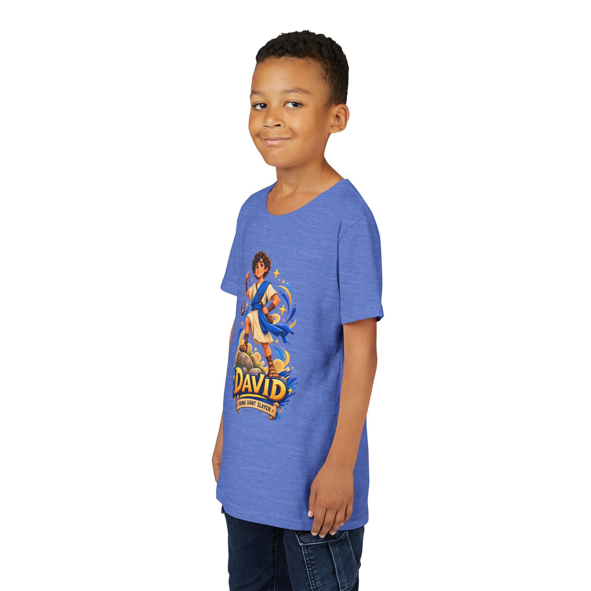 Youth Tee — “David” Biblical Kids Shirt (Courageous Little Hero)