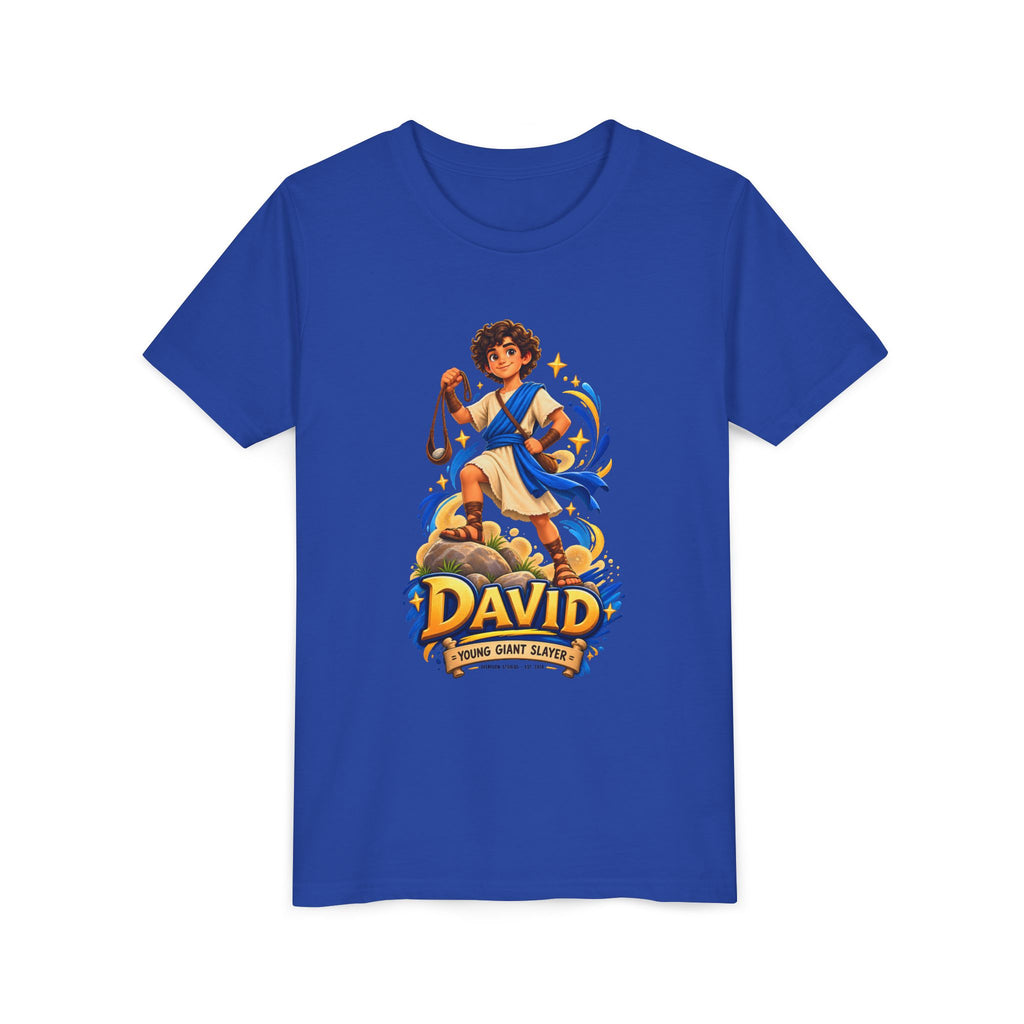 Youth Tee — “David” Biblical Kids Shirt (Courageous Little Hero)