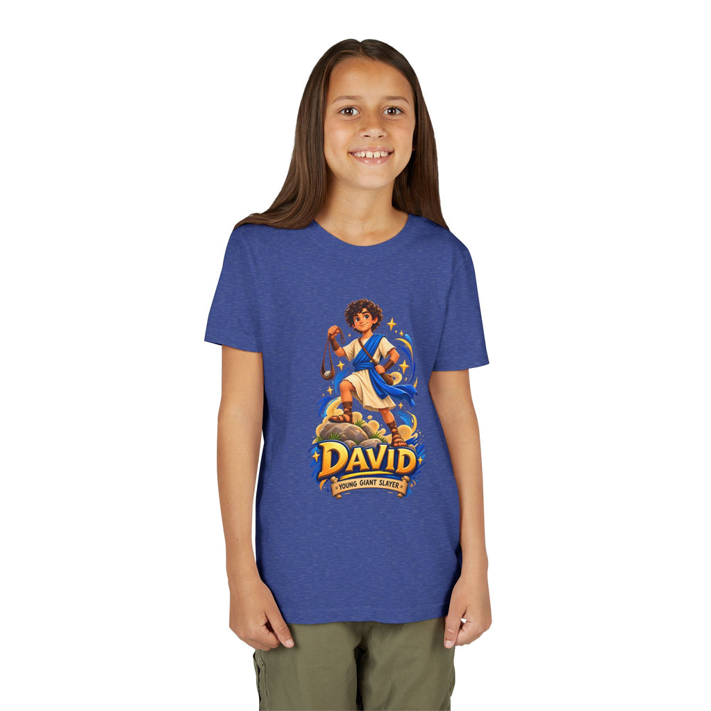 Youth Tee — “David” Biblical Kids Shirt (Courageous Little Hero)