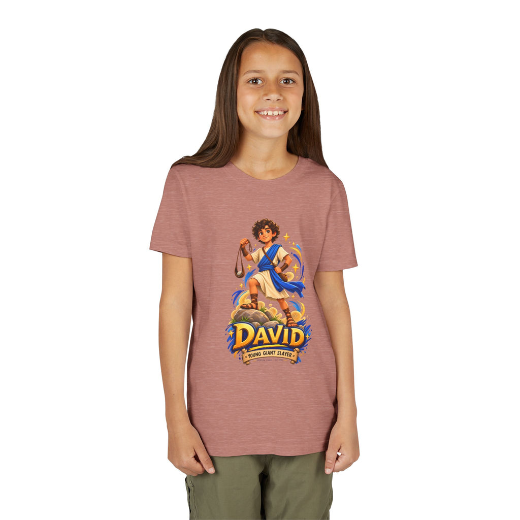 Youth Tee — “David” Biblical Kids Shirt (Courageous Little Hero)